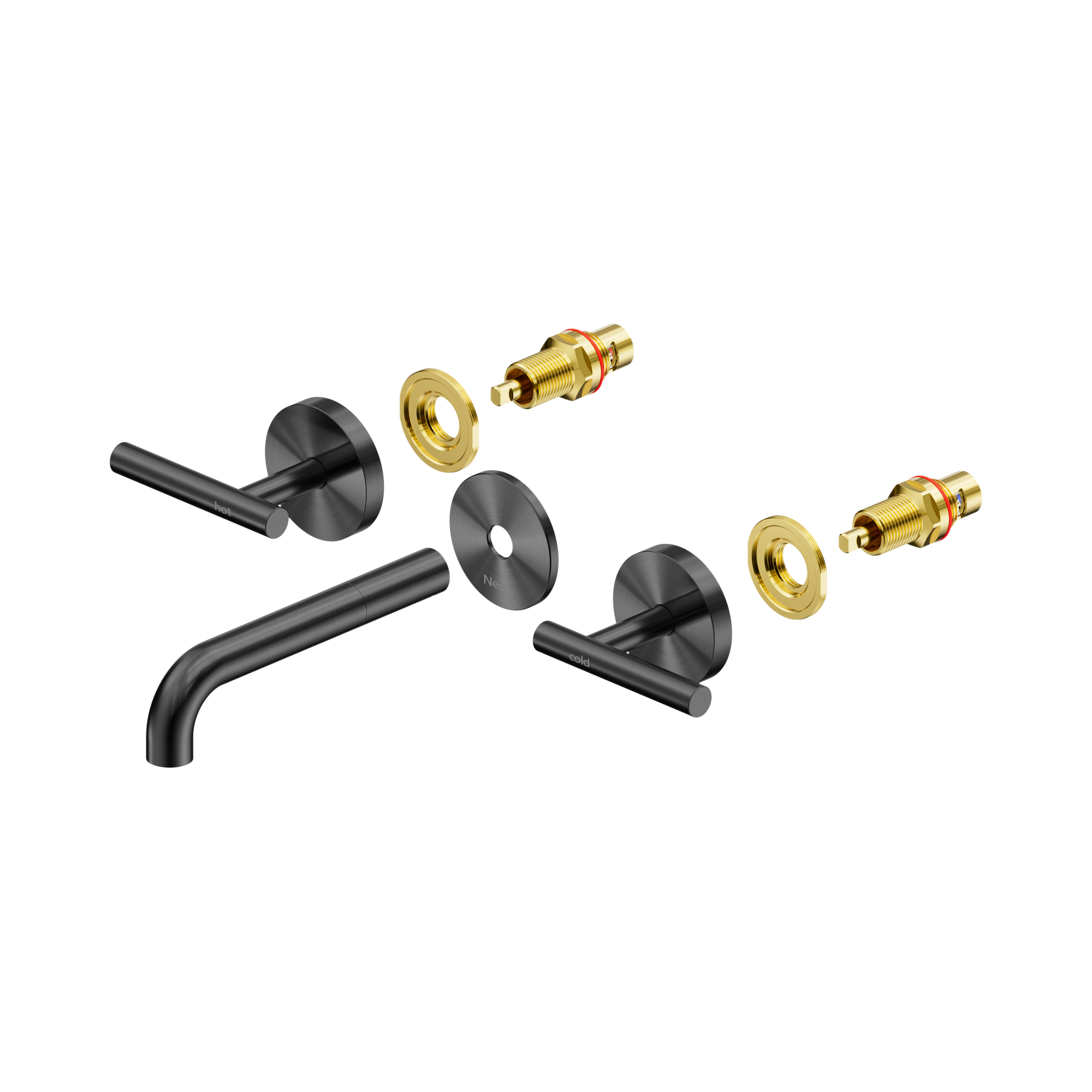 Nero Mecca Lever Wall Basin/Bath Set 160mm Spout Trim kits Only, Gun Metal