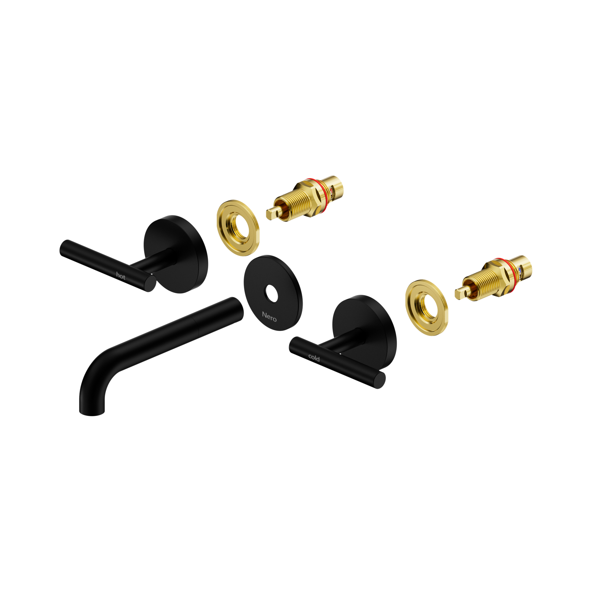 Nero Mecca Lever Wall Basin/Bath Set 160mm Spout Trim kits Only, Matte Black