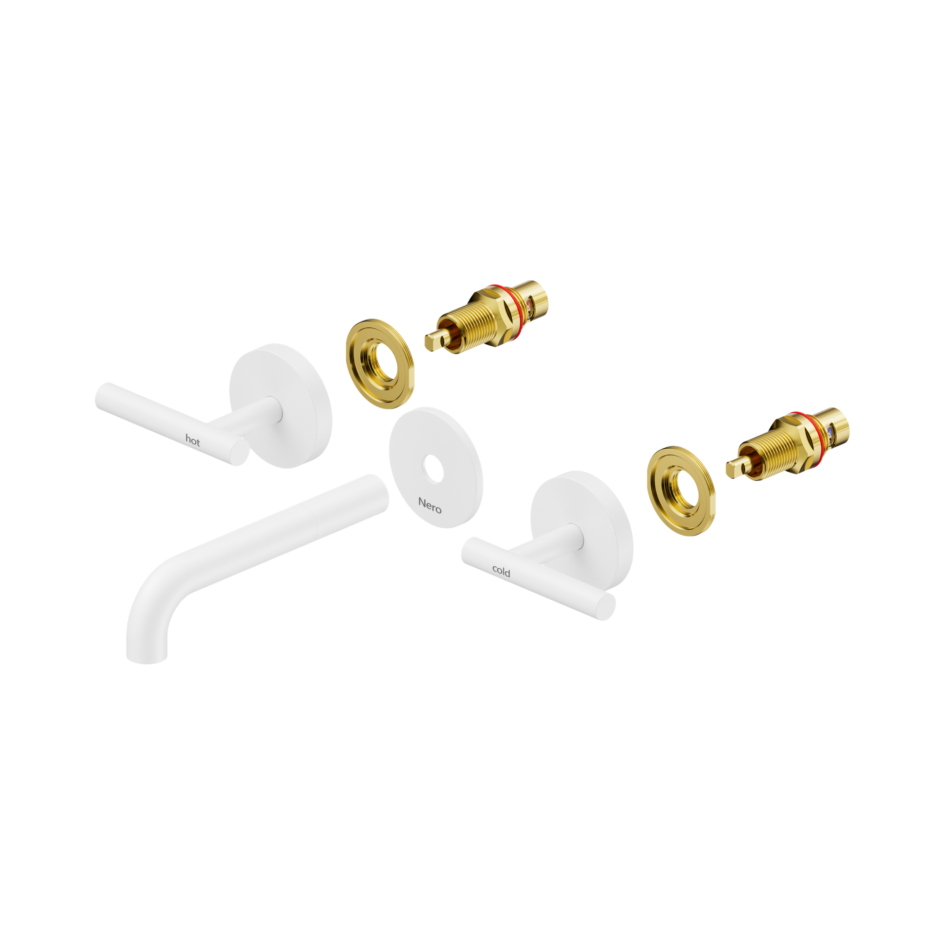Nero Mecca Lever Wall Basin/Bath Set 160mm Spout Trim kits Only, Matte White
