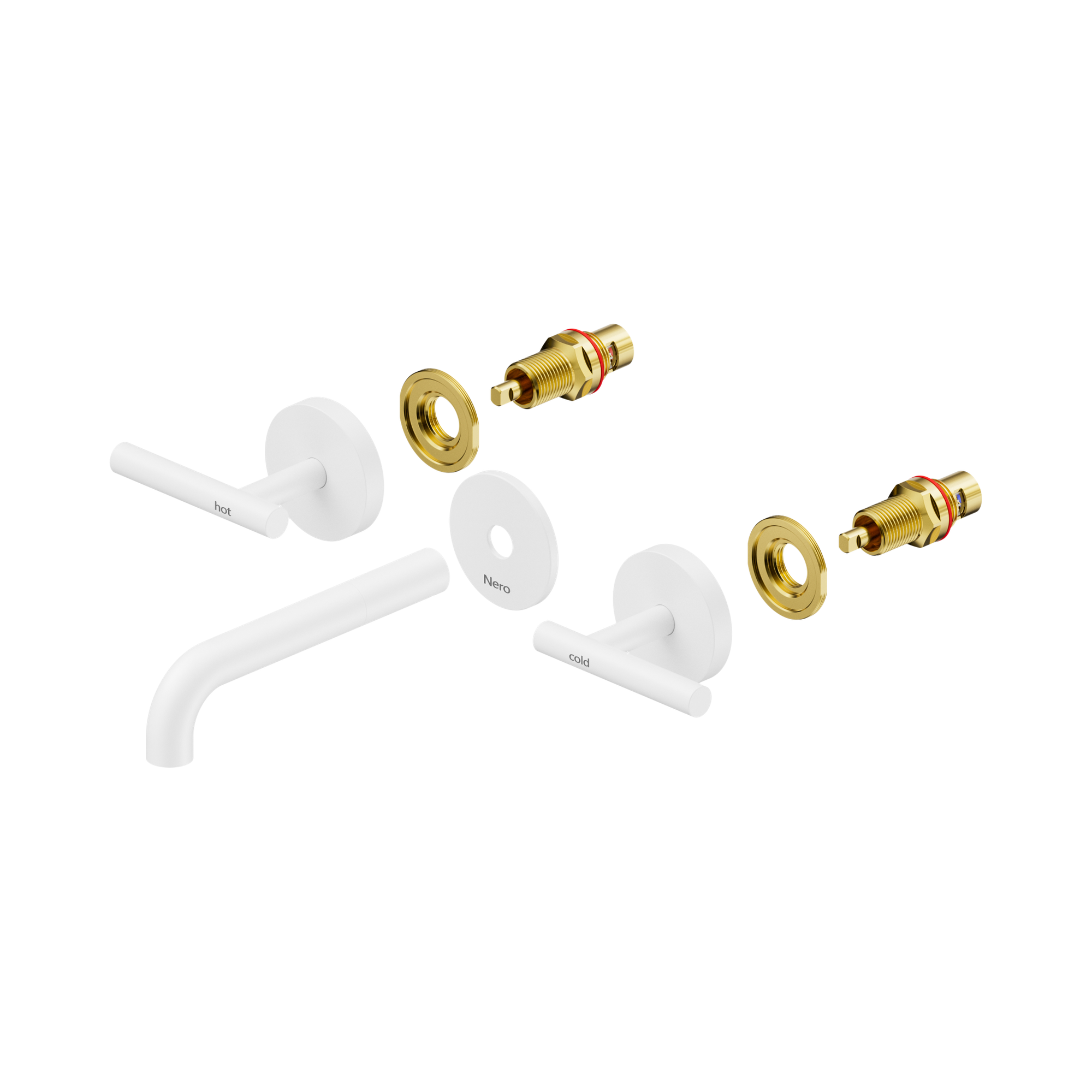 Nero Mecca Lever Wall Basin/Bath Set 160mm Spout Trim kits Only, Matte White