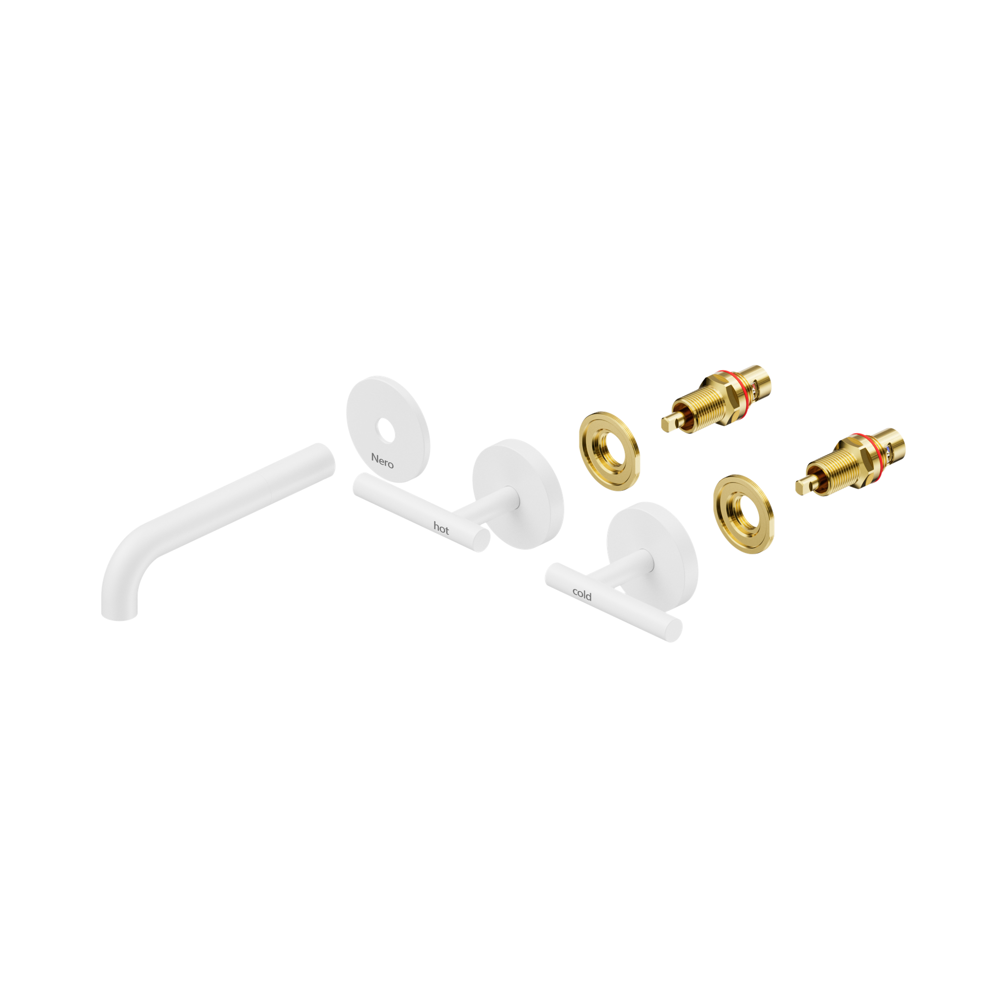 Nero Mecca Lever Wall Basin/Bath Set 160mm Spout Trim kits Only, Matte White