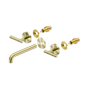 Nero Mecca Lever Wall Basin/Bath Set 185mm Spout Trim kits Only, Brushed Gold