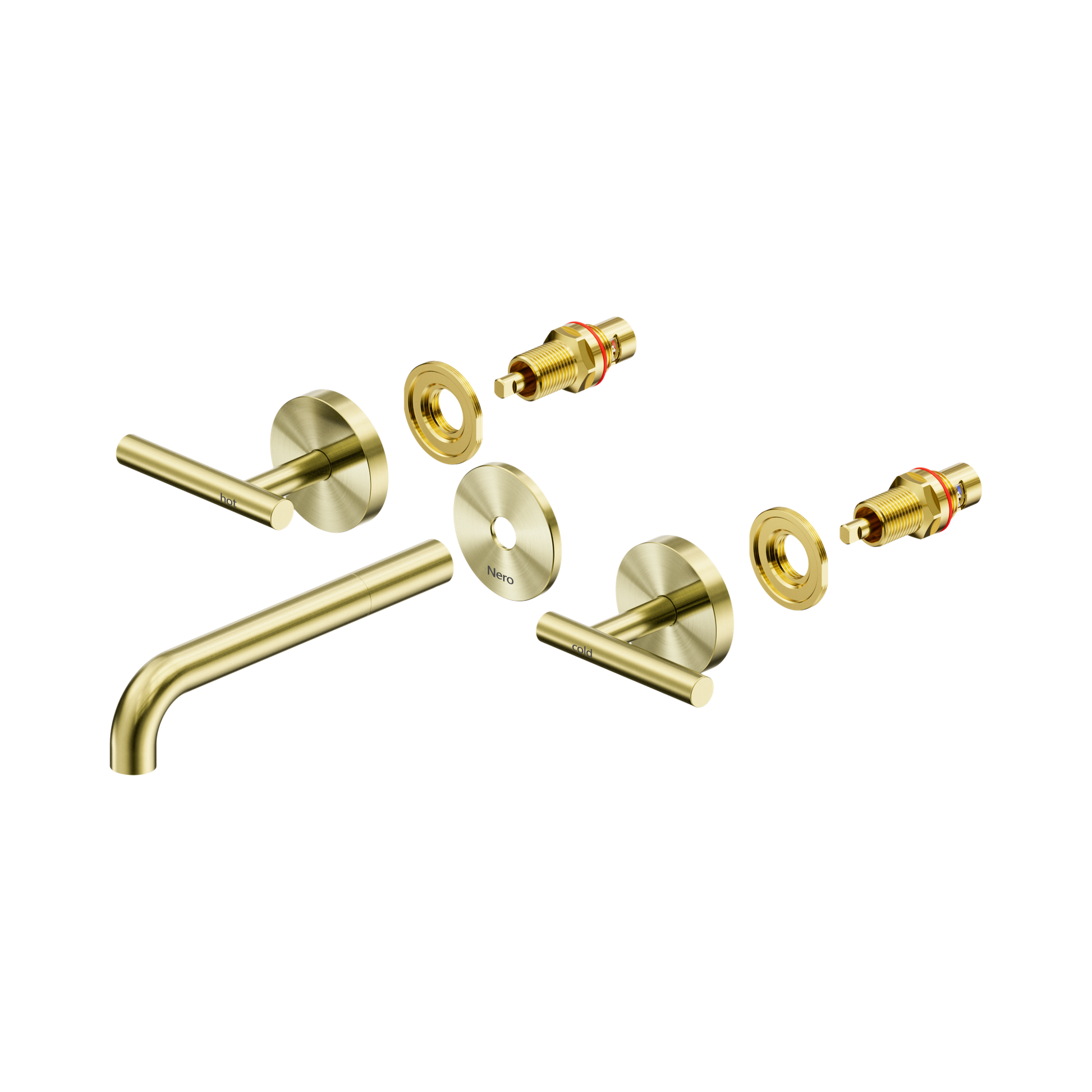Nero Mecca Lever Wall Basin/Bath Set 185mm Spout Trim kits Only, Brushed Gold