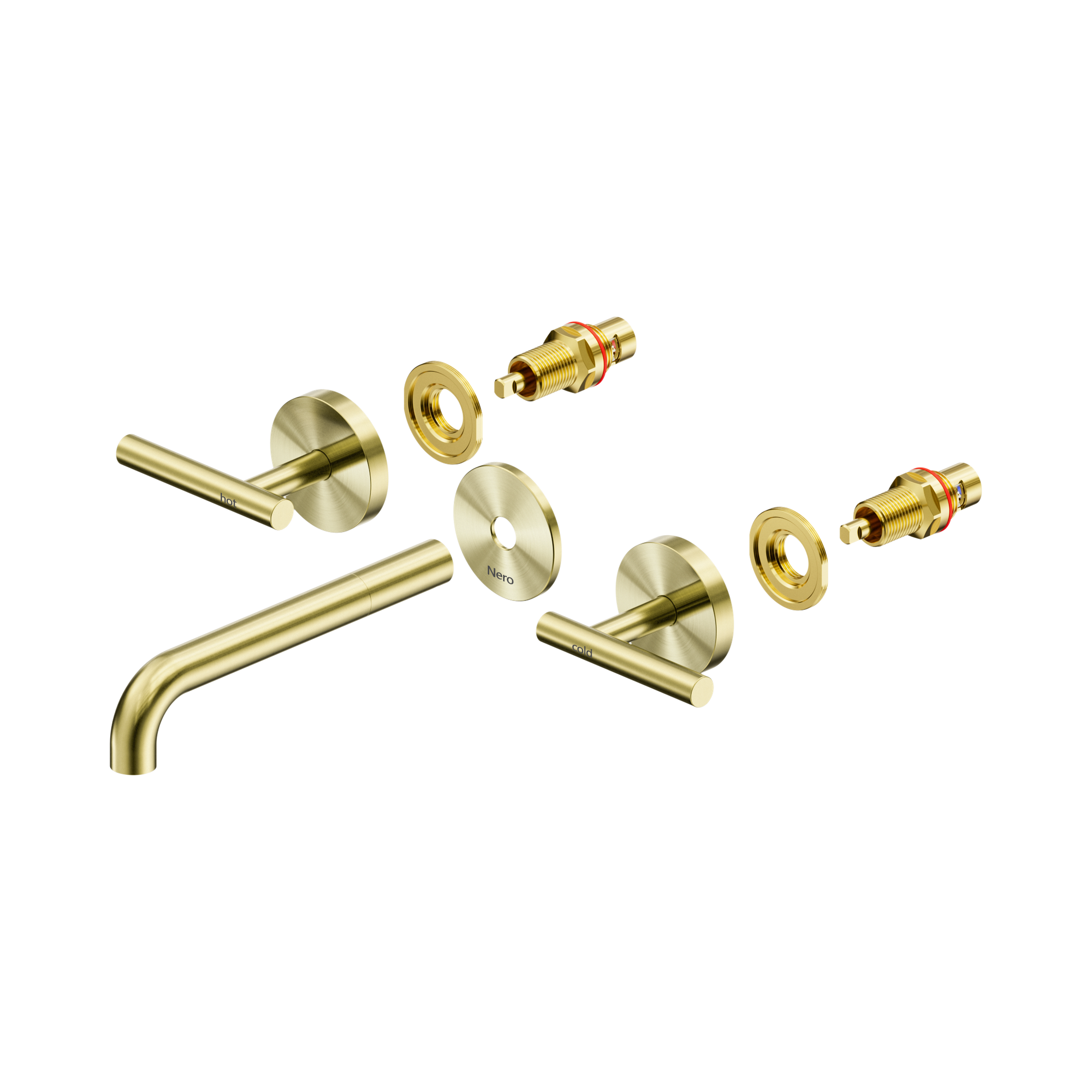 Nero Mecca Lever Wall Basin/Bath Set 185mm Spout Trim kits Only, Brushed Gold