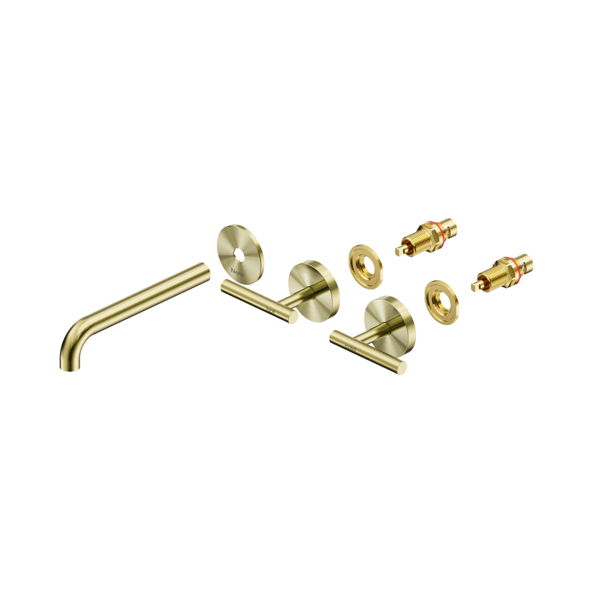 Nero Mecca Lever Wall Basin/Bath Set 185mm Spout Trim kits Only, Brushed Gold