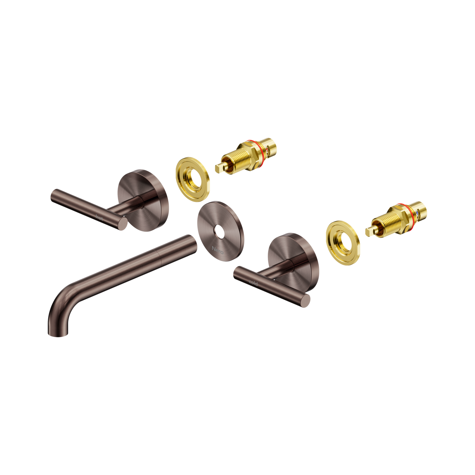 Nero Mecca Lever Wall Basin/Bath Set 185mm Spout Trim kits Only, Brushed Bronze