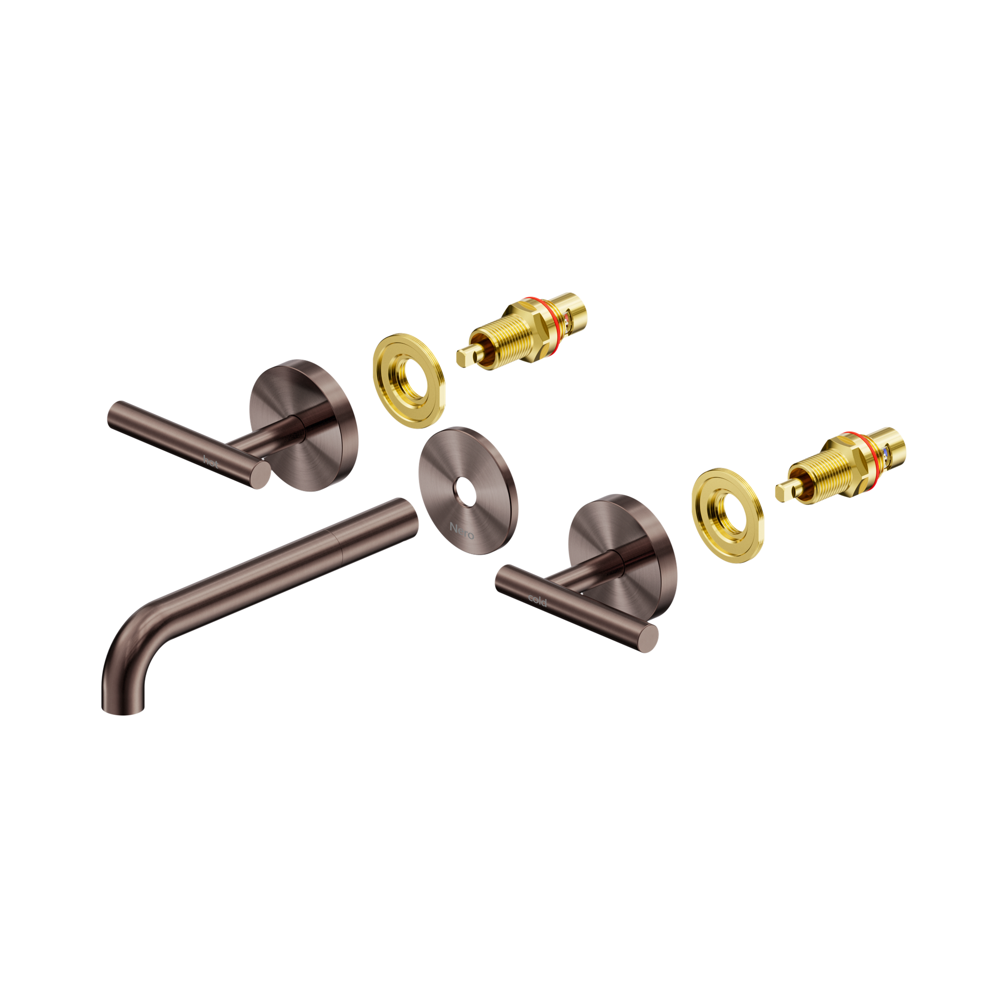 Nero Mecca Lever Wall Basin/Bath Set 185mm Spout Trim kits Only, Brushed Bronze