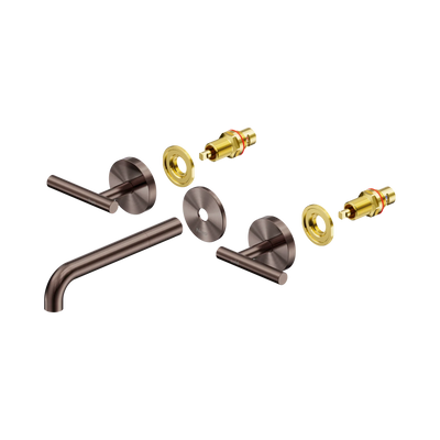 Nero Mecca Lever Wall Basin/Bath Set 185mm Spout Trim kits Only, Brushed Bronze