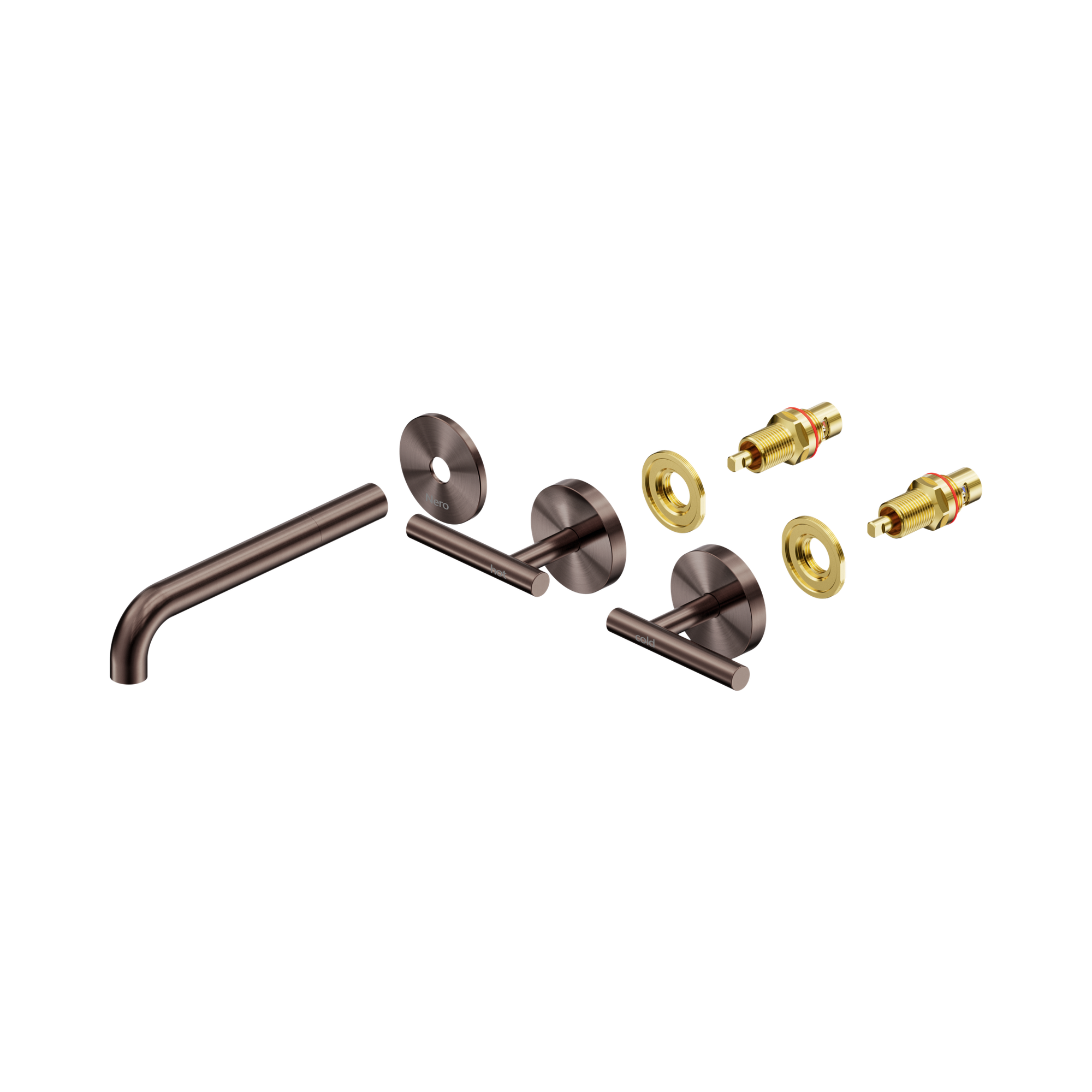 Nero Mecca Lever Wall Basin/Bath Set 185mm Spout Trim kits Only, Brushed Bronze