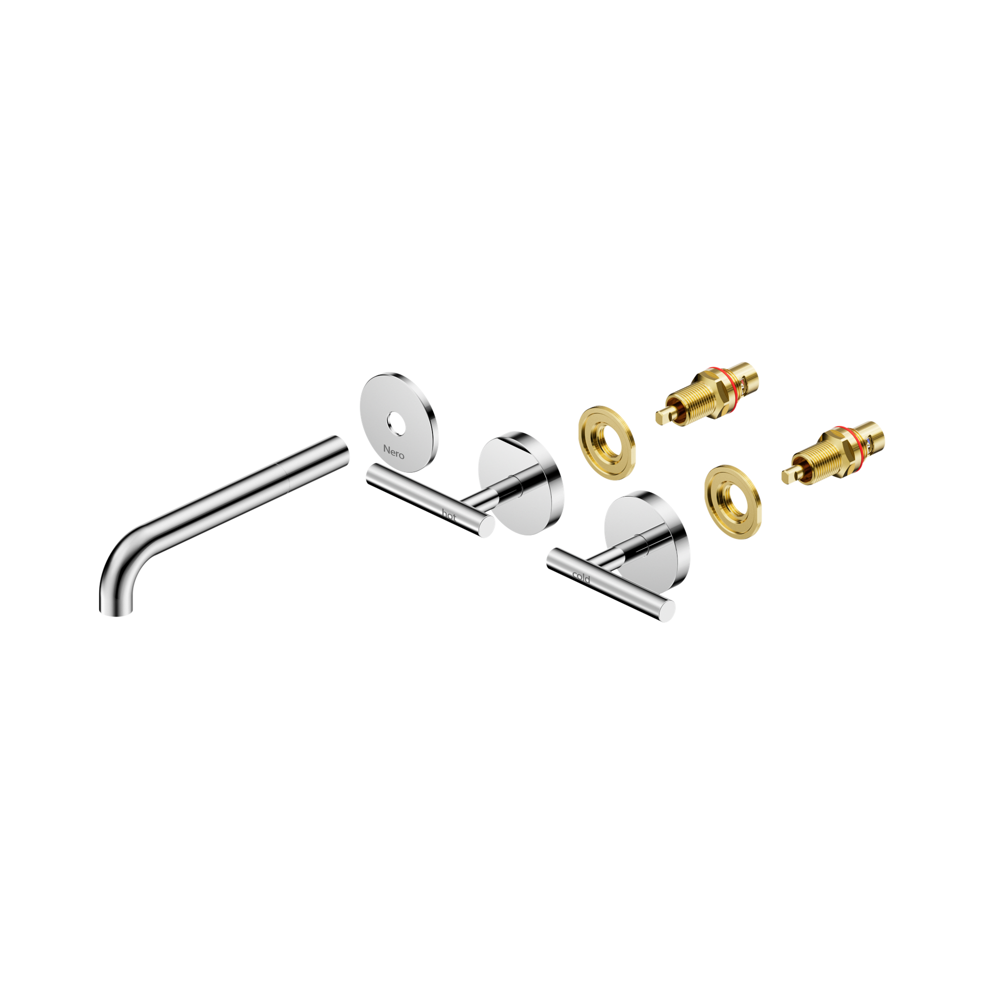Nero Mecca Lever Wall Basin/Bath Set 185mm Spout Trim kits Only, Chrome