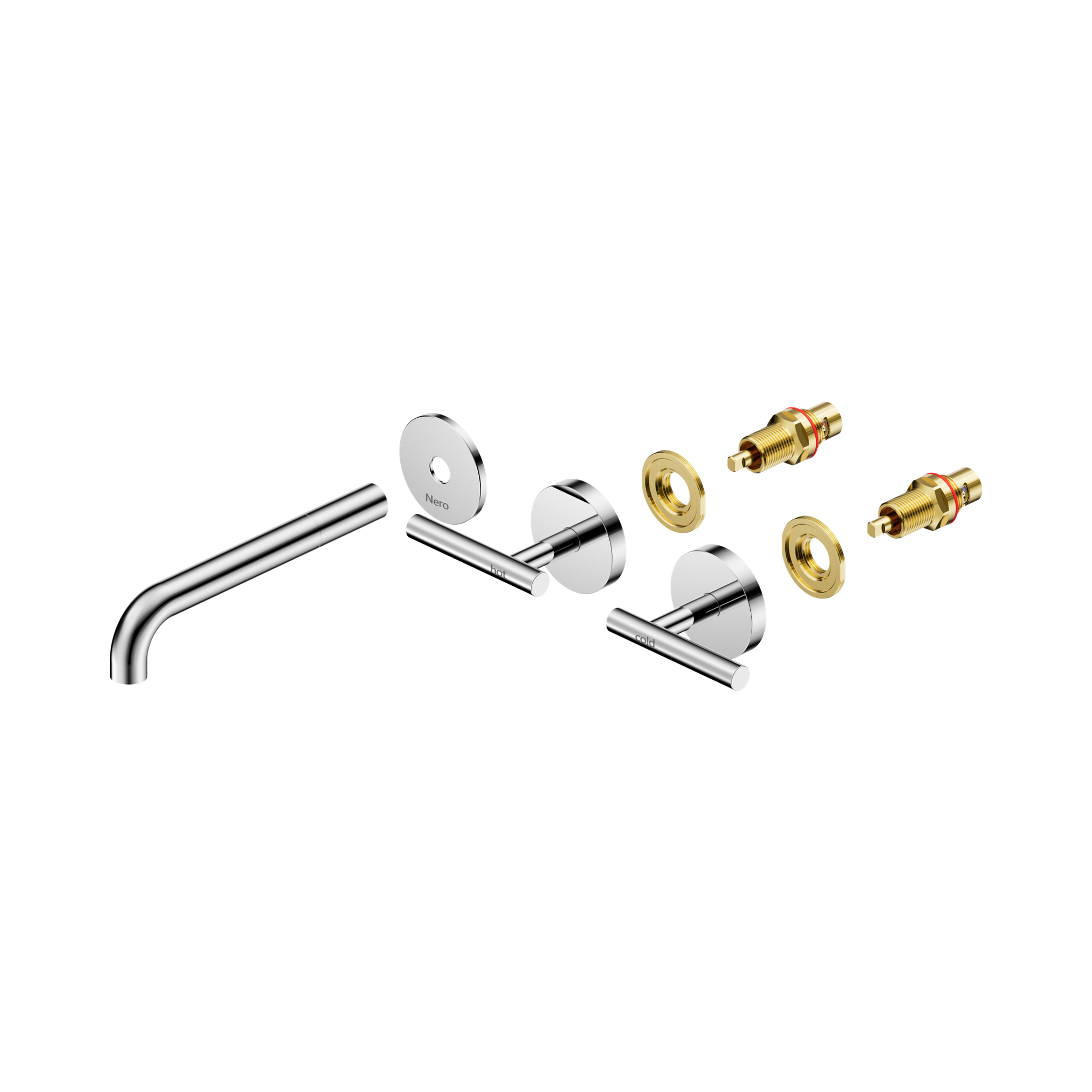 Nero Mecca Lever Wall Basin/Bath Set 185mm Spout Trim kits Only, Chrome