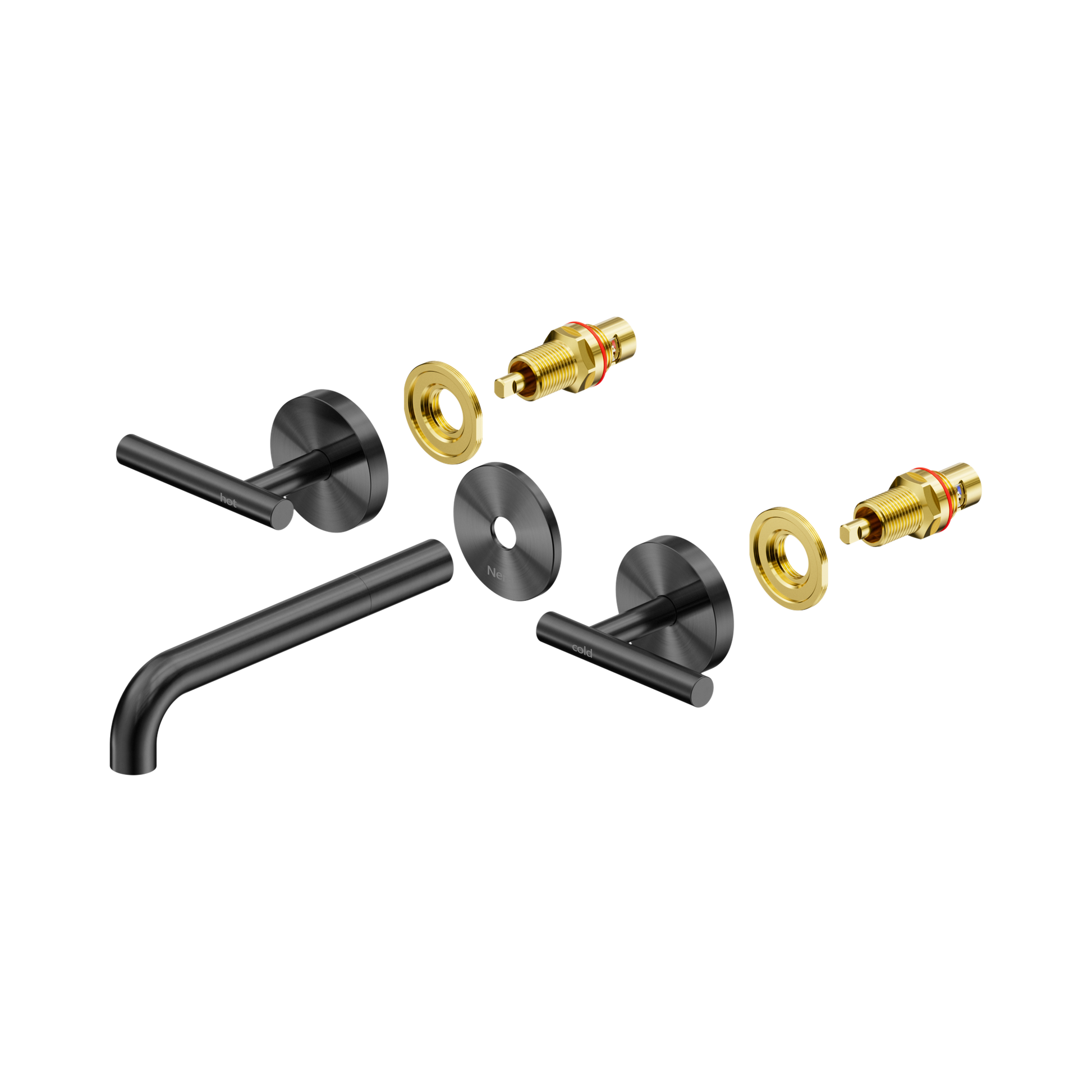 Nero Mecca Lever Wall Basin/Bath Set 185mm Spout Trim kits Only, Gun Metal