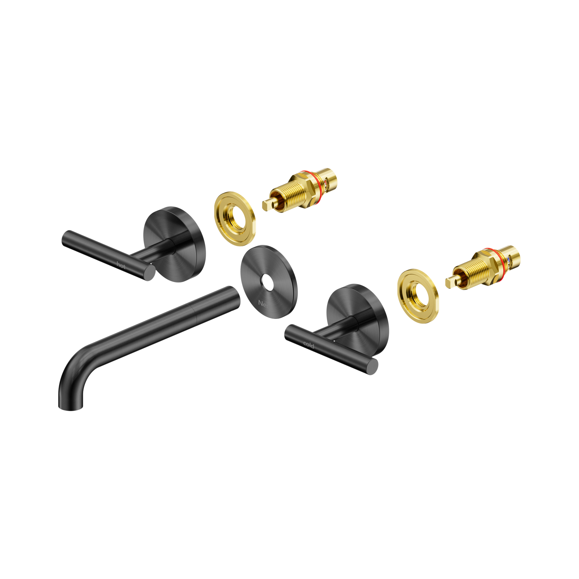 Nero Mecca Lever Wall Basin/Bath Set 185mm Spout Trim kits Only, Gun Metal