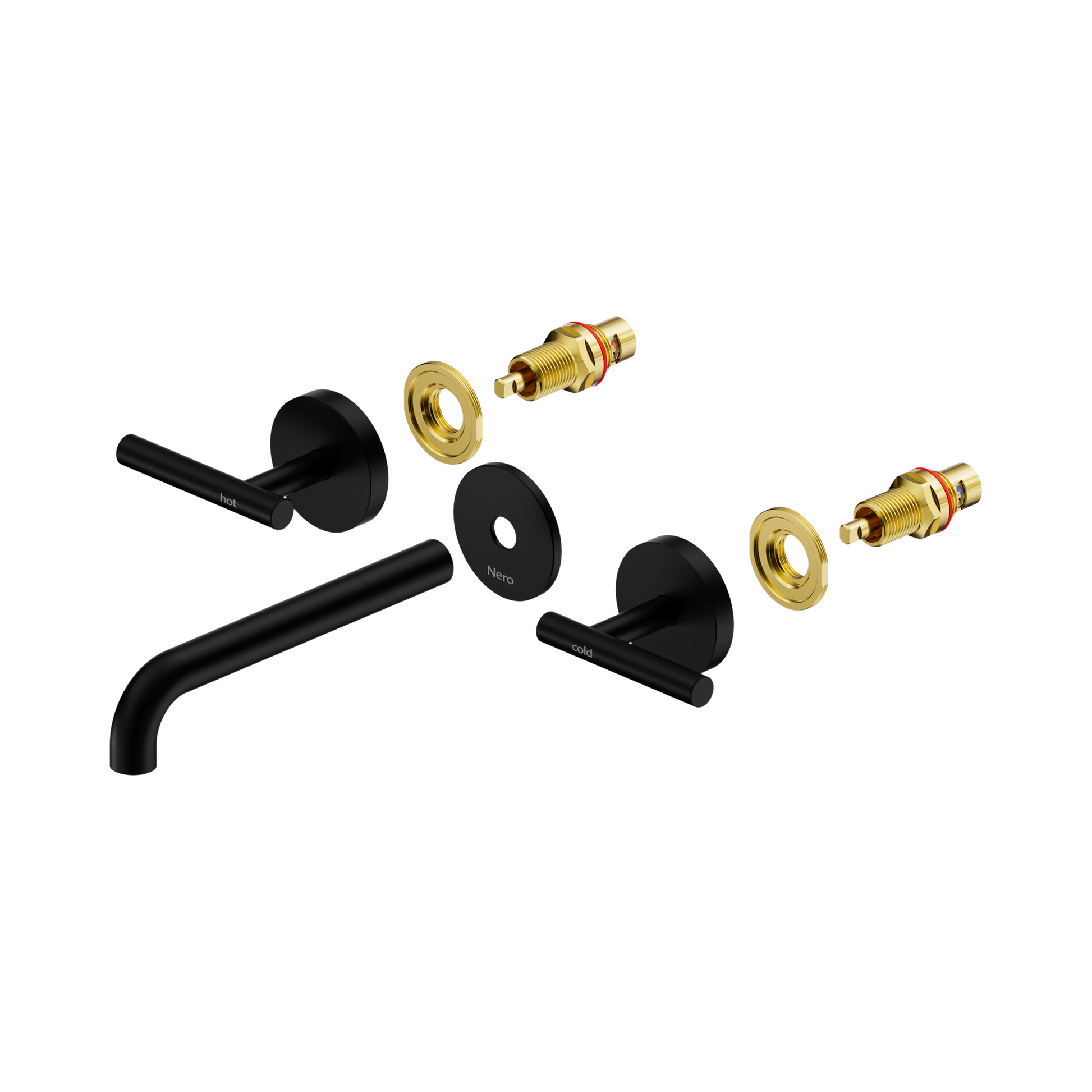 Nero Mecca Lever Wall Basin/Bath Set 185mm Spout Trim kits Only, Matte Black