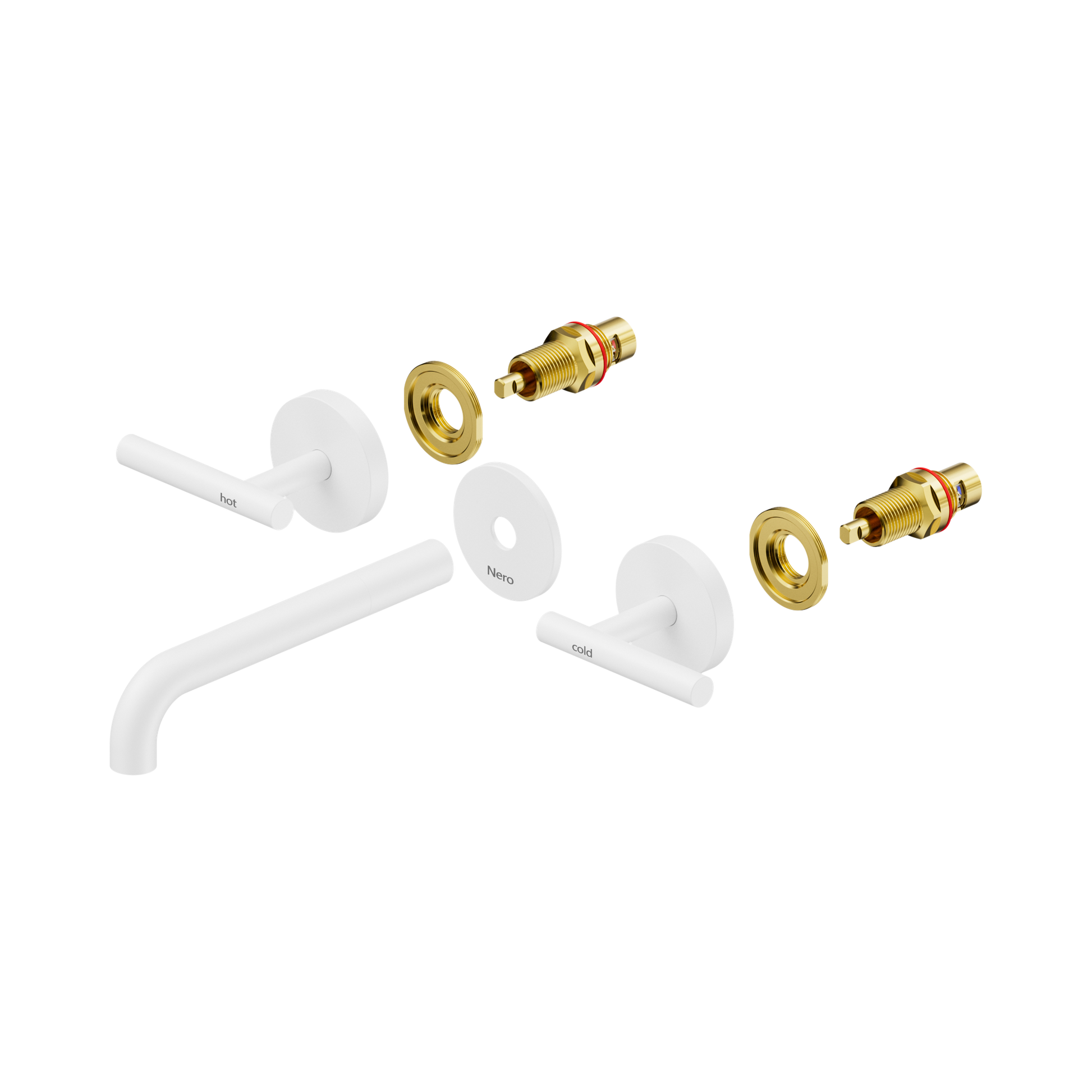 Nero Mecca Lever Wall Basin/Bath Set 185mm Spout Trim kits Only, Matte White