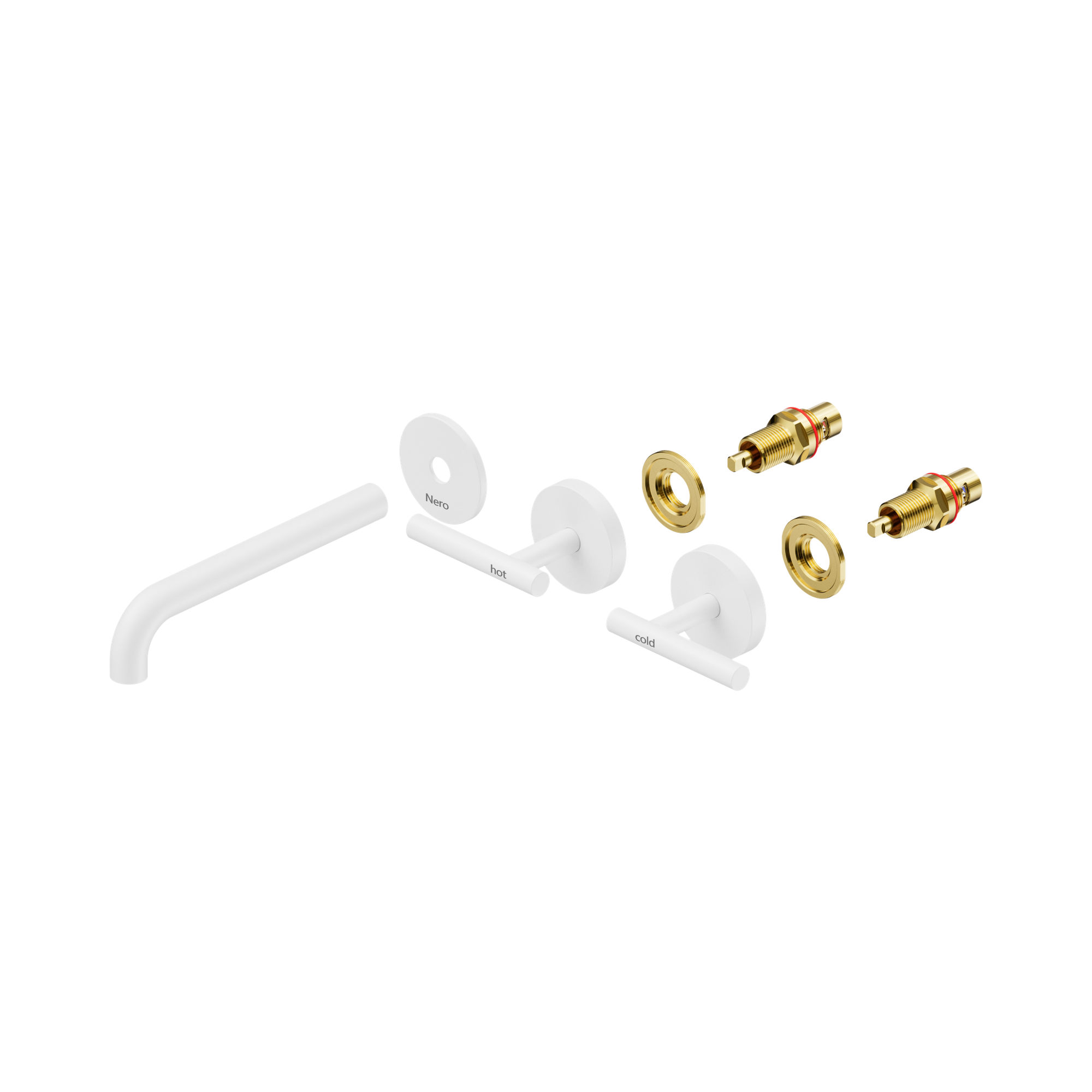 Nero Mecca Lever Wall Basin/Bath Set 185mm Spout Trim kits Only, Matte White