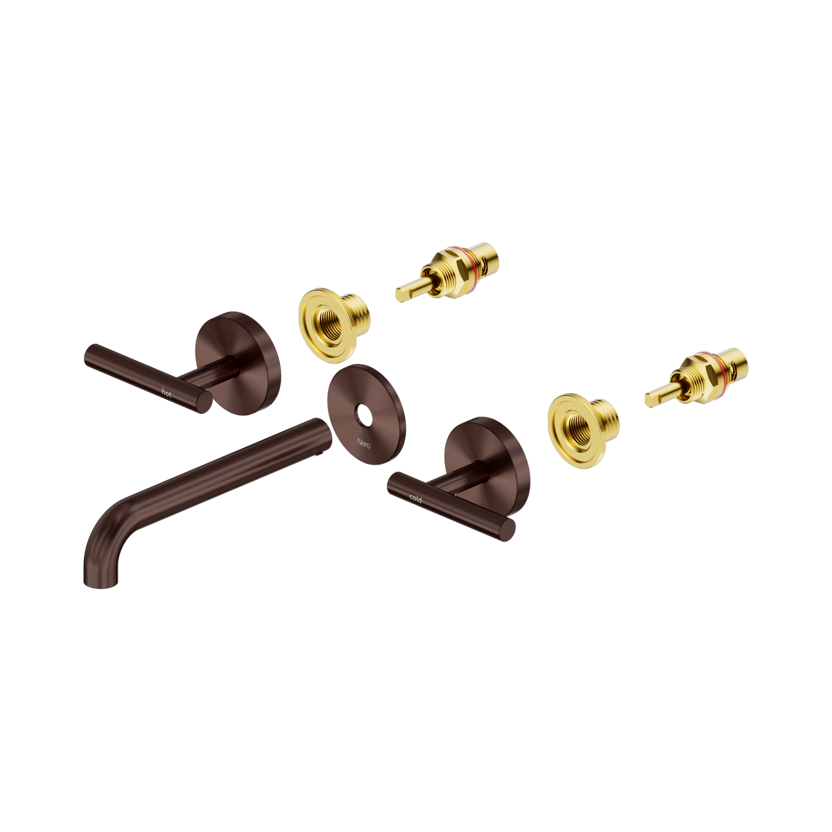 Nero Mecca Lever Wall Basin/Bath Set 185mm Spout Trim kits Only, Rome Bronze