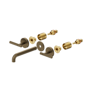 Nero Mecca Lever Wall Basin/Bath Set 185mm Spout Trim kits Only, Tumbled Antique Brass