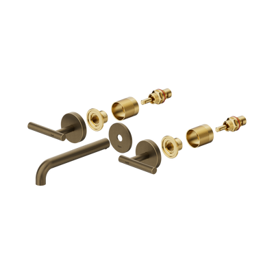 Nero Mecca Lever Wall Basin/Bath Set 185mm Spout Trim kits Only, Tumbled Antique Brass