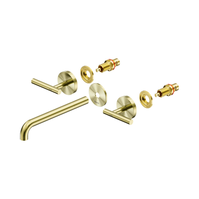 Nero Mecca Lever Wall Basin/Bath Set 220mm Spout Trim kits Only, Brushed Gold