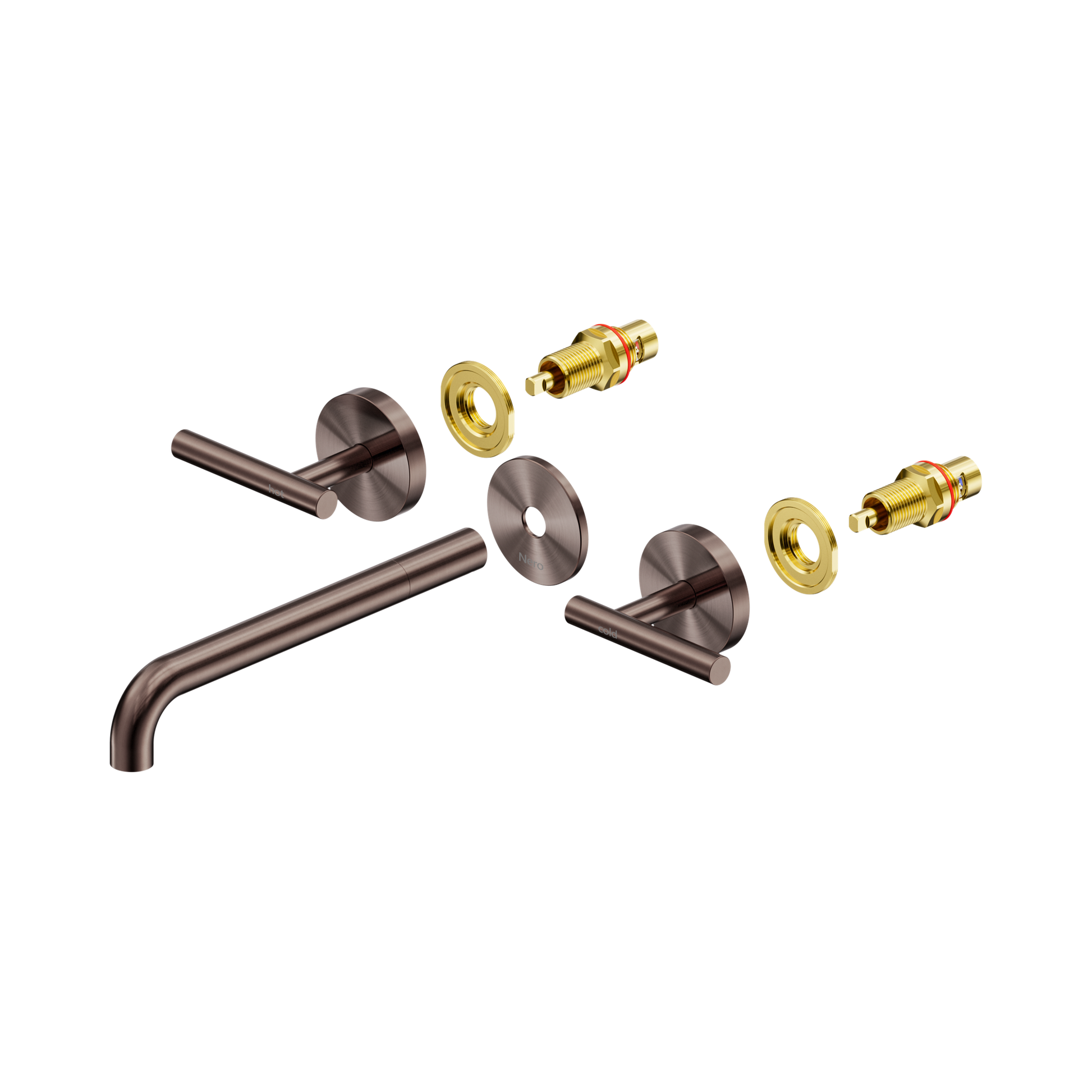 Nero Mecca Lever Wall Basin/Bath Set 220mm Spout Trim kits Only, Brushed Bronze