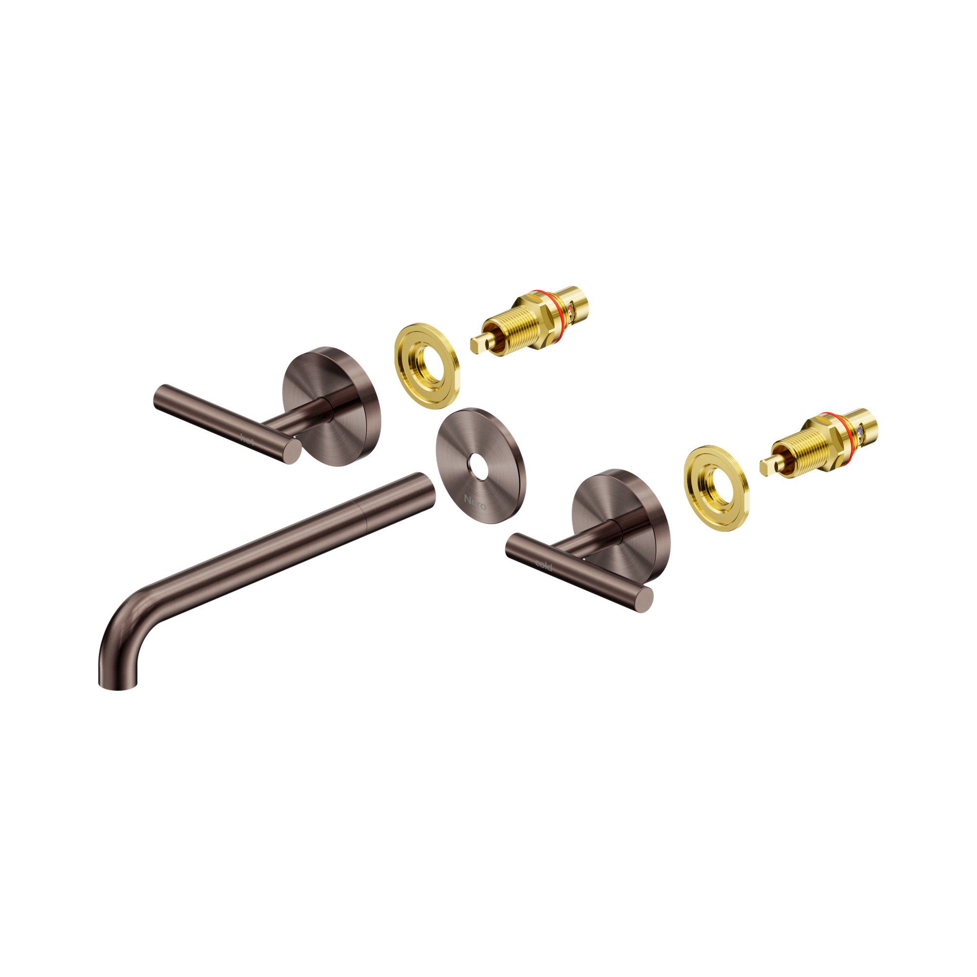 Nero Mecca Lever Wall Basin/Bath Set 220mm Spout Trim kits Only, Brushed Bronze