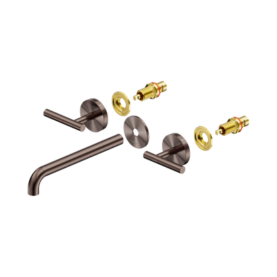 Nero Mecca Lever Wall Basin/Bath Set 220mm Spout Trim kits Only, Brushed Bronze