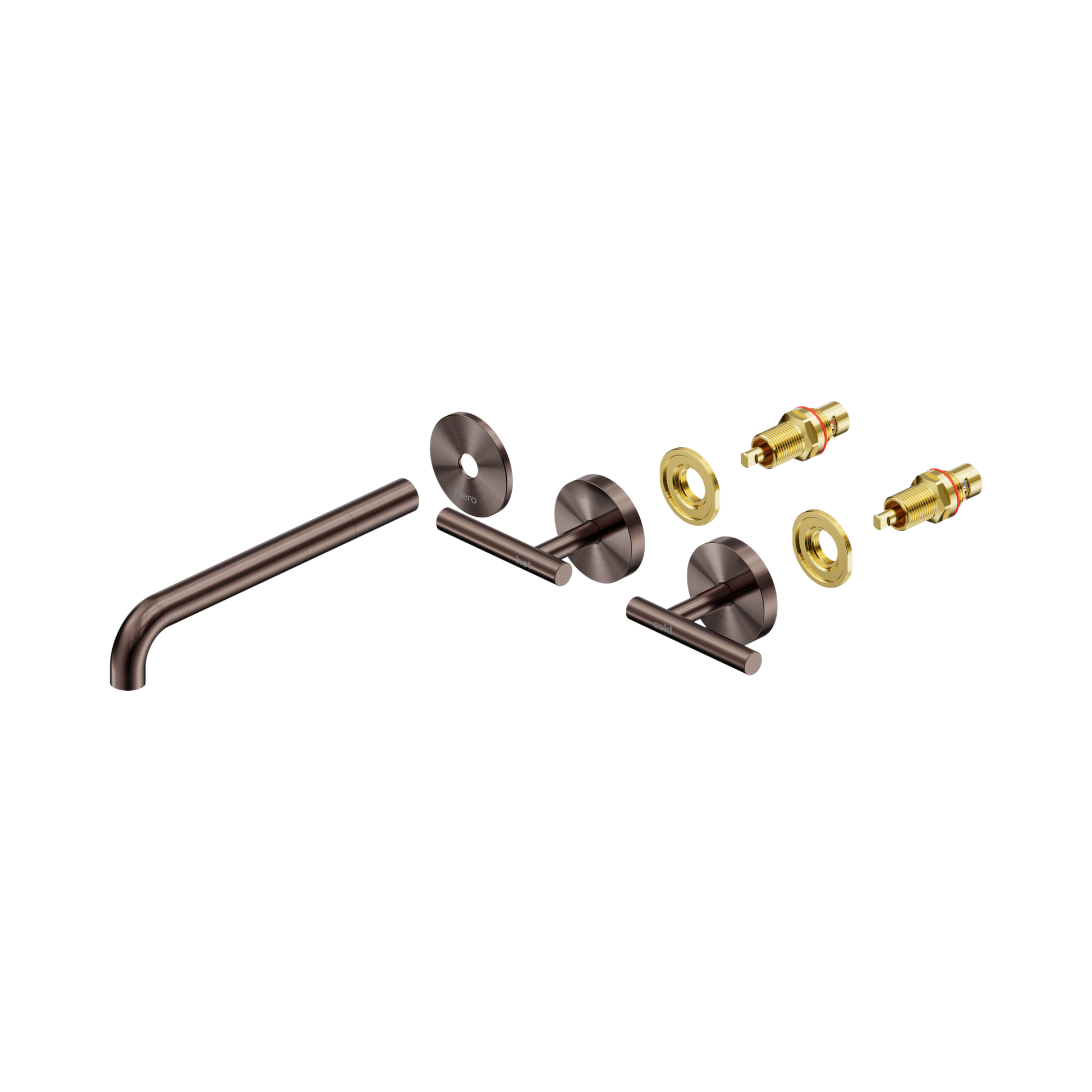 Nero Mecca Lever Wall Basin/Bath Set 220mm Spout Trim kits Only, Brushed Bronze