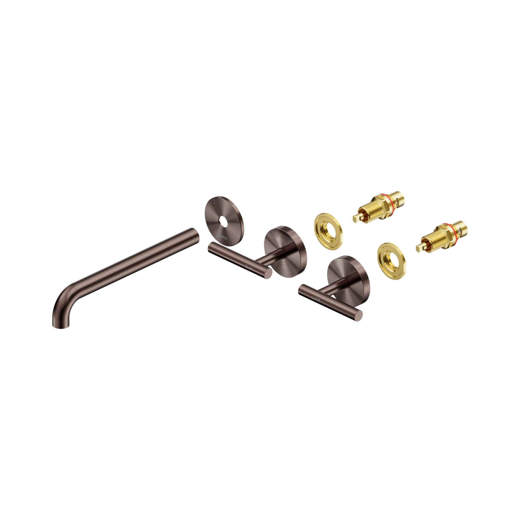 Nero Mecca Lever Wall Basin/Bath Set 220mm Spout Trim kits Only, Brushed Bronze