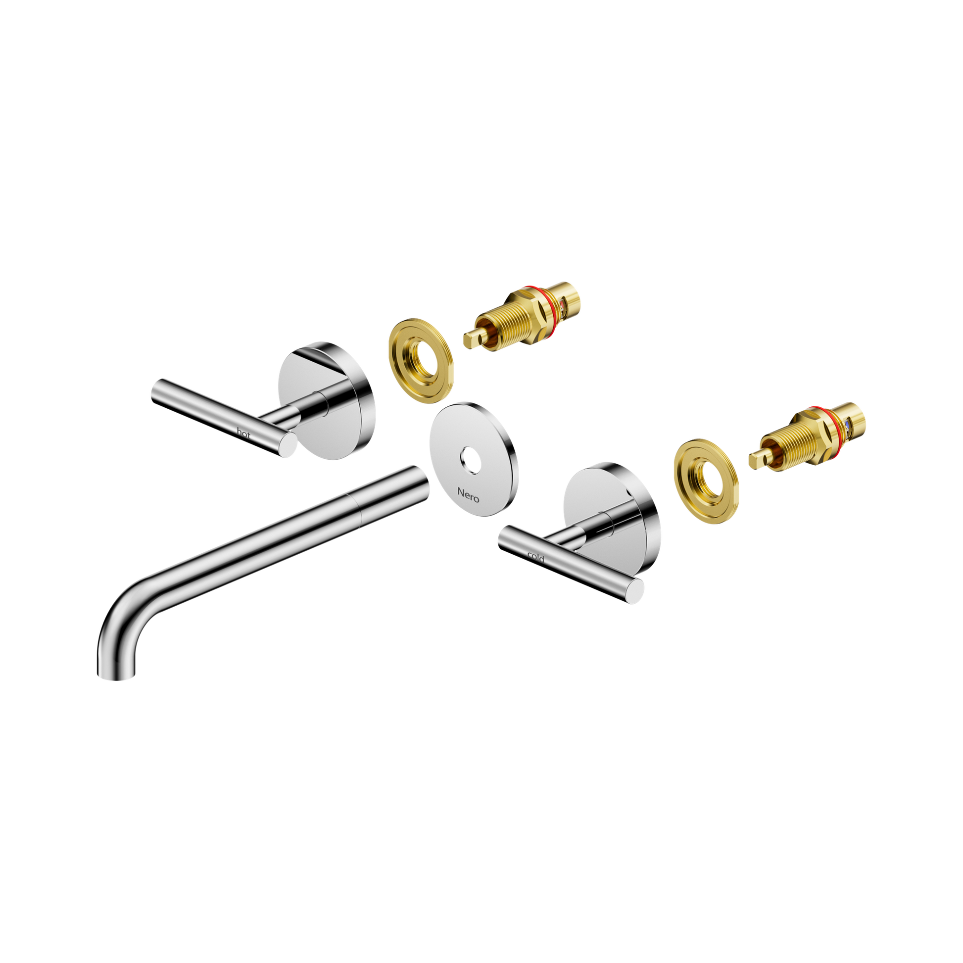 Nero Mecca Lever Wall Basin/Bath Set 220mm Spout Trim kits Only, Chrome