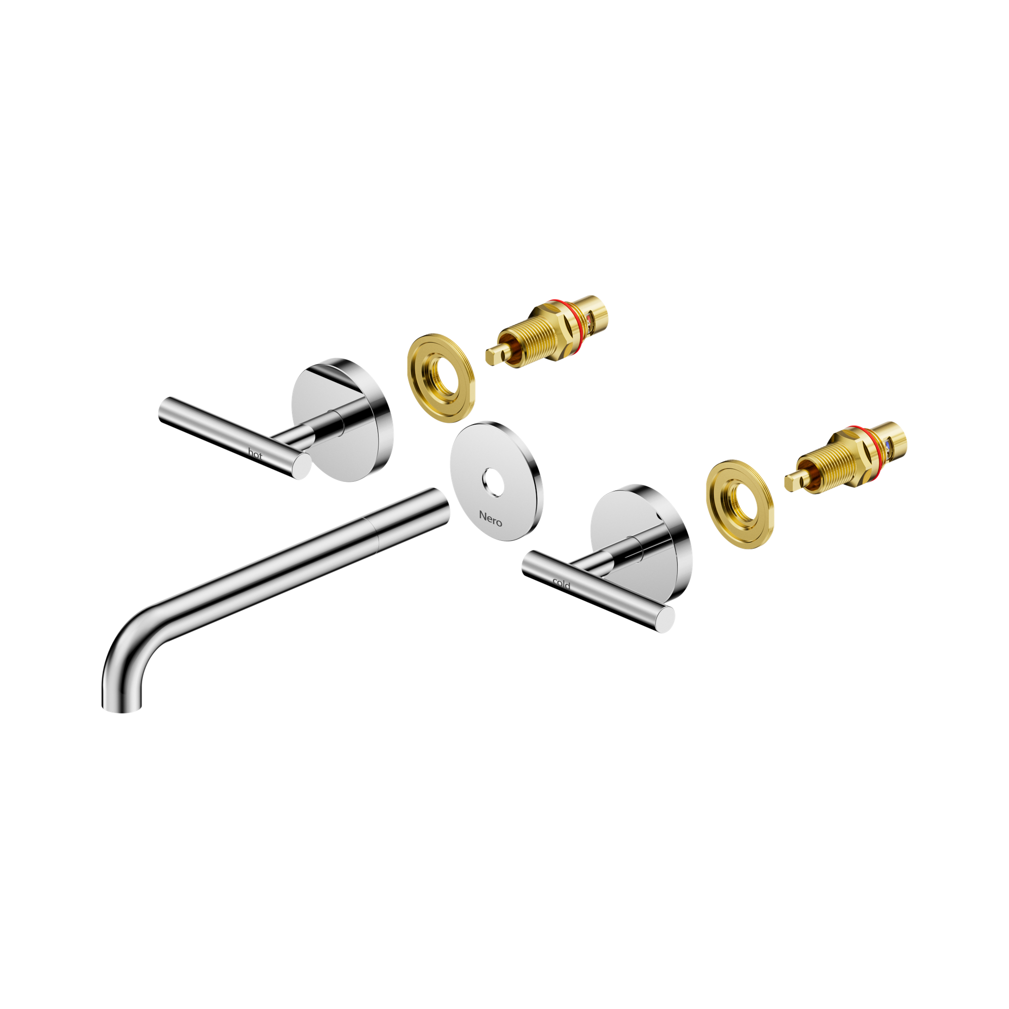 Nero Mecca Lever Wall Basin/Bath Set 220mm Spout Trim kits Only, Chrome