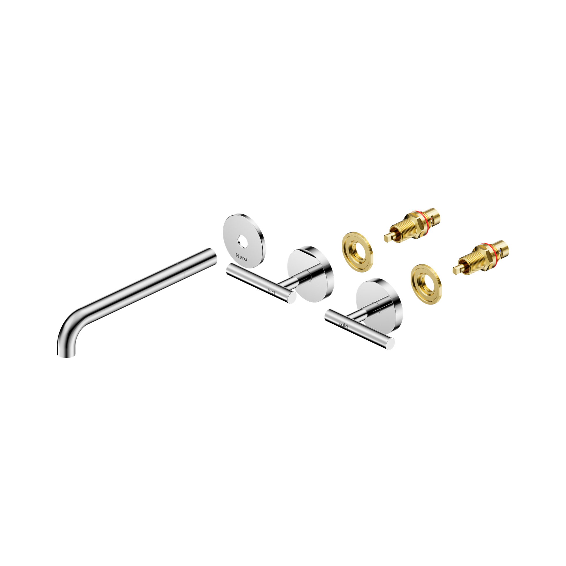 Nero Mecca Lever Wall Basin/Bath Set 220mm Spout Trim kits Only, Chrome