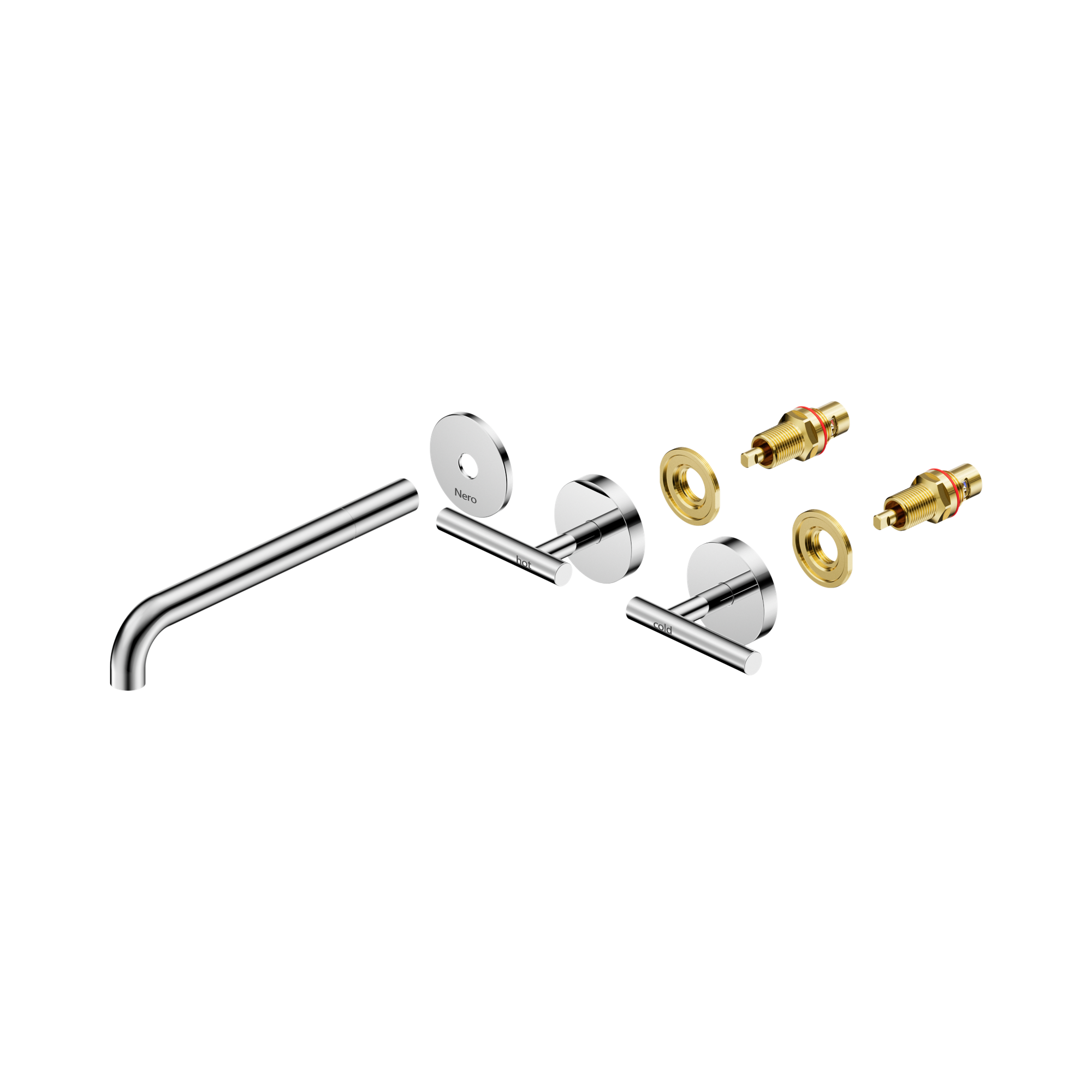 Nero Mecca Lever Wall Basin/Bath Set 220mm Spout Trim kits Only, Chrome