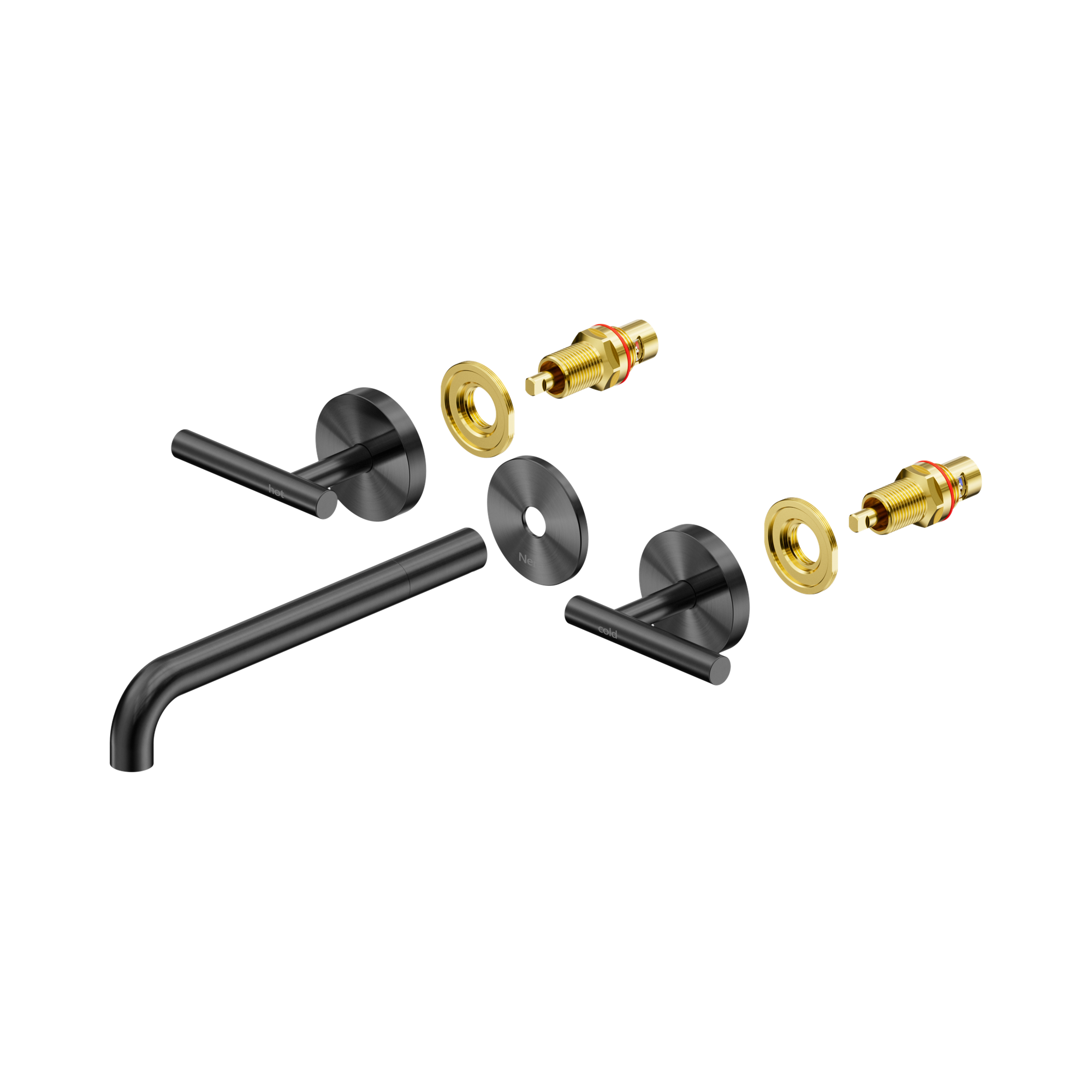 Nero Mecca Lever Wall Basin/Bath Set 220mm Spout Trim kits Only, Gun Metal