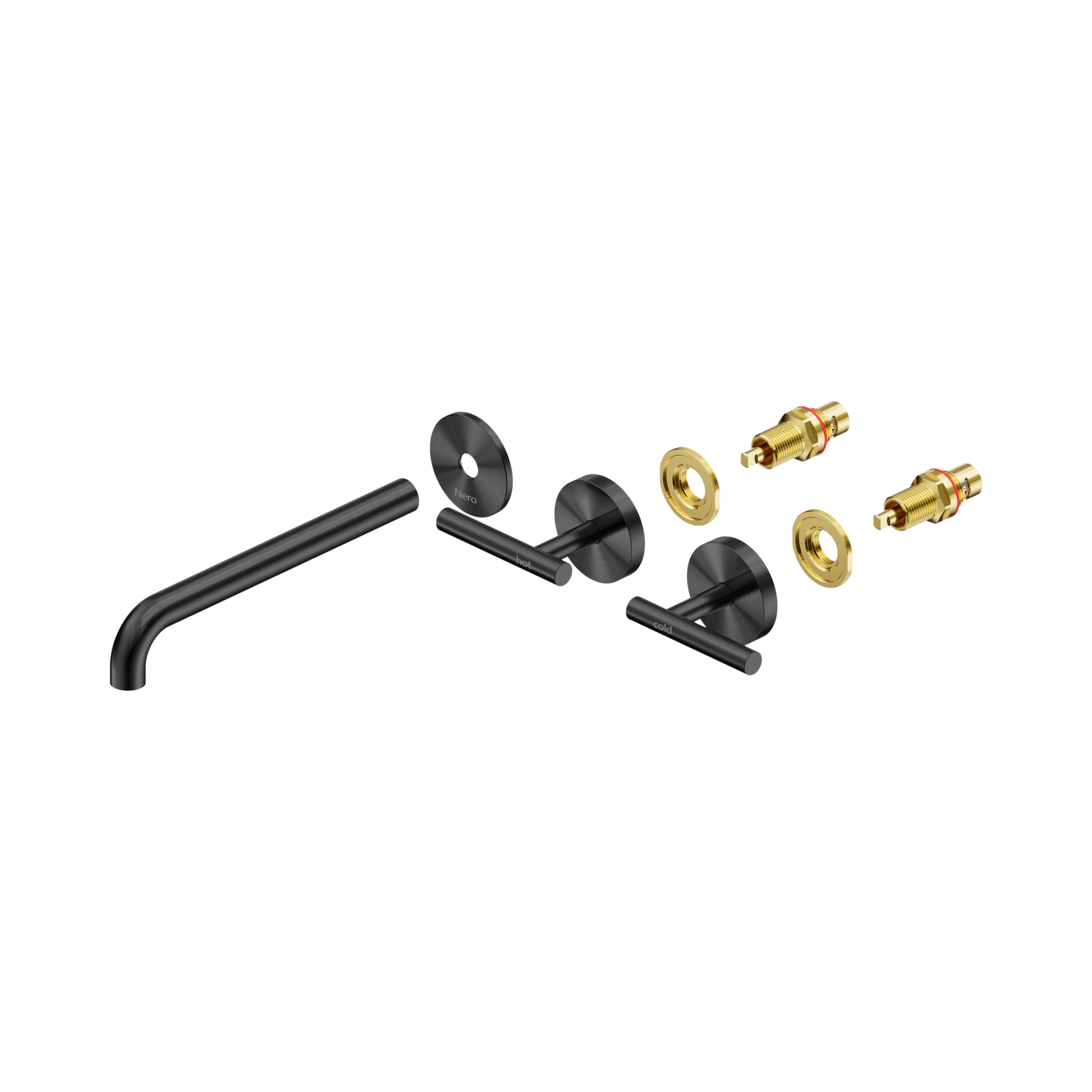 Nero Mecca Lever Wall Basin/Bath Set 220mm Spout Trim kits Only, Gun Metal