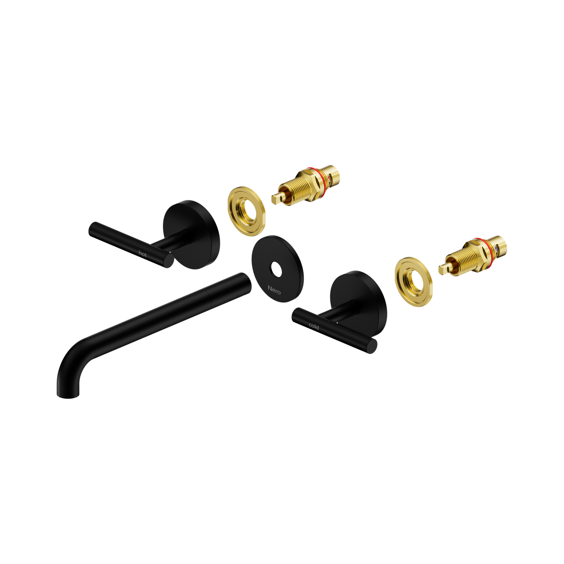 Nero Mecca Lever Wall Basin/Bath Set 220mm Spout Trim kits Only, Matte Black