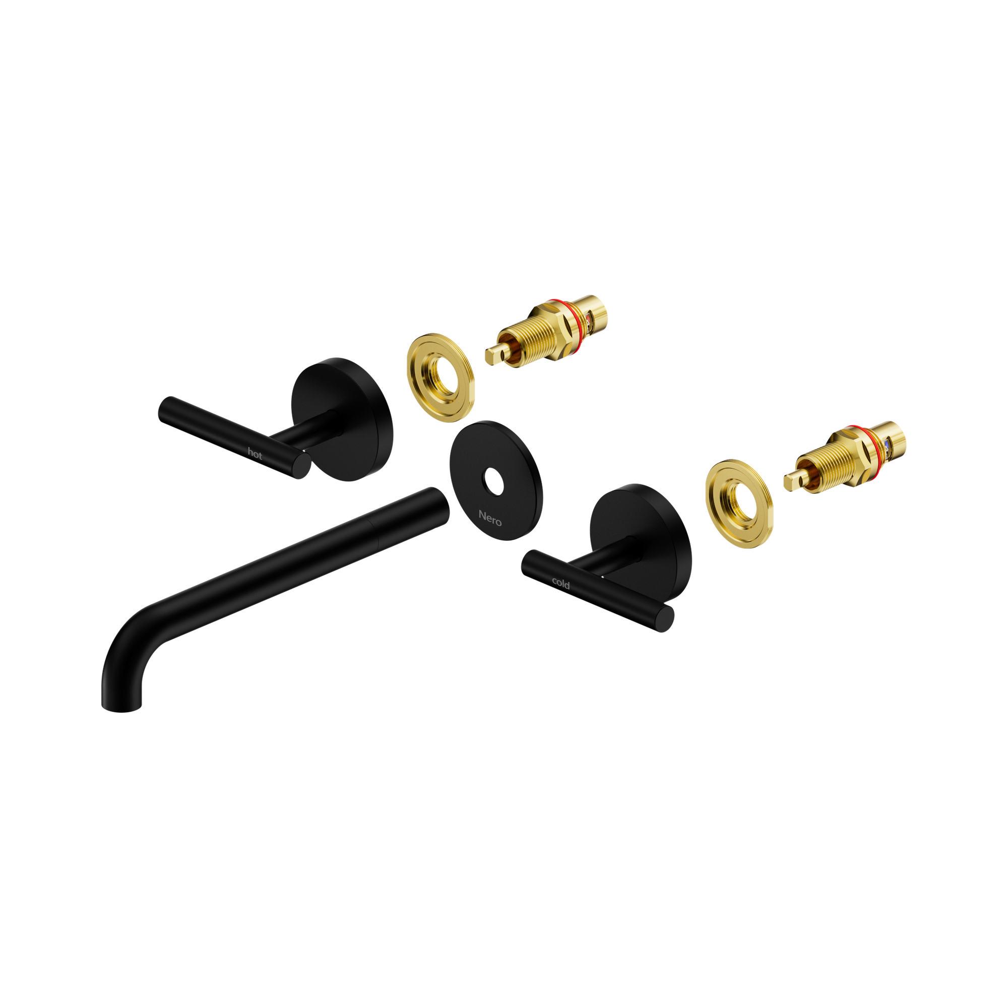 Nero Mecca Lever Wall Basin/Bath Set 220mm Spout Trim kits Only, Matte Black