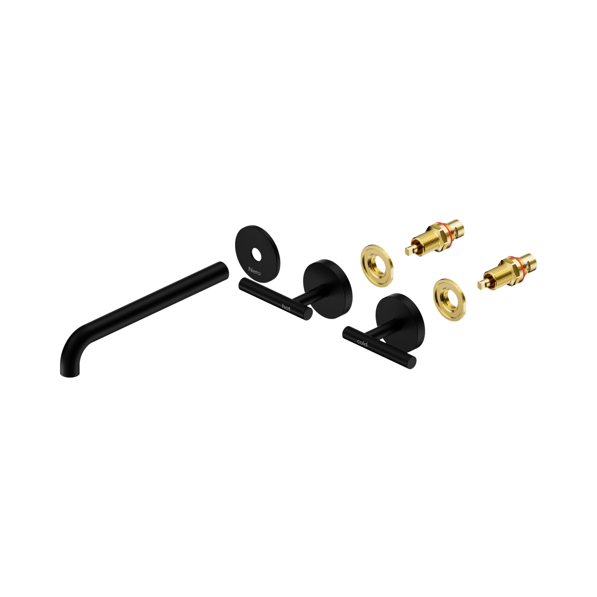 Nero Mecca Lever Wall Basin/Bath Set 220mm Spout Trim kits Only, Matte Black