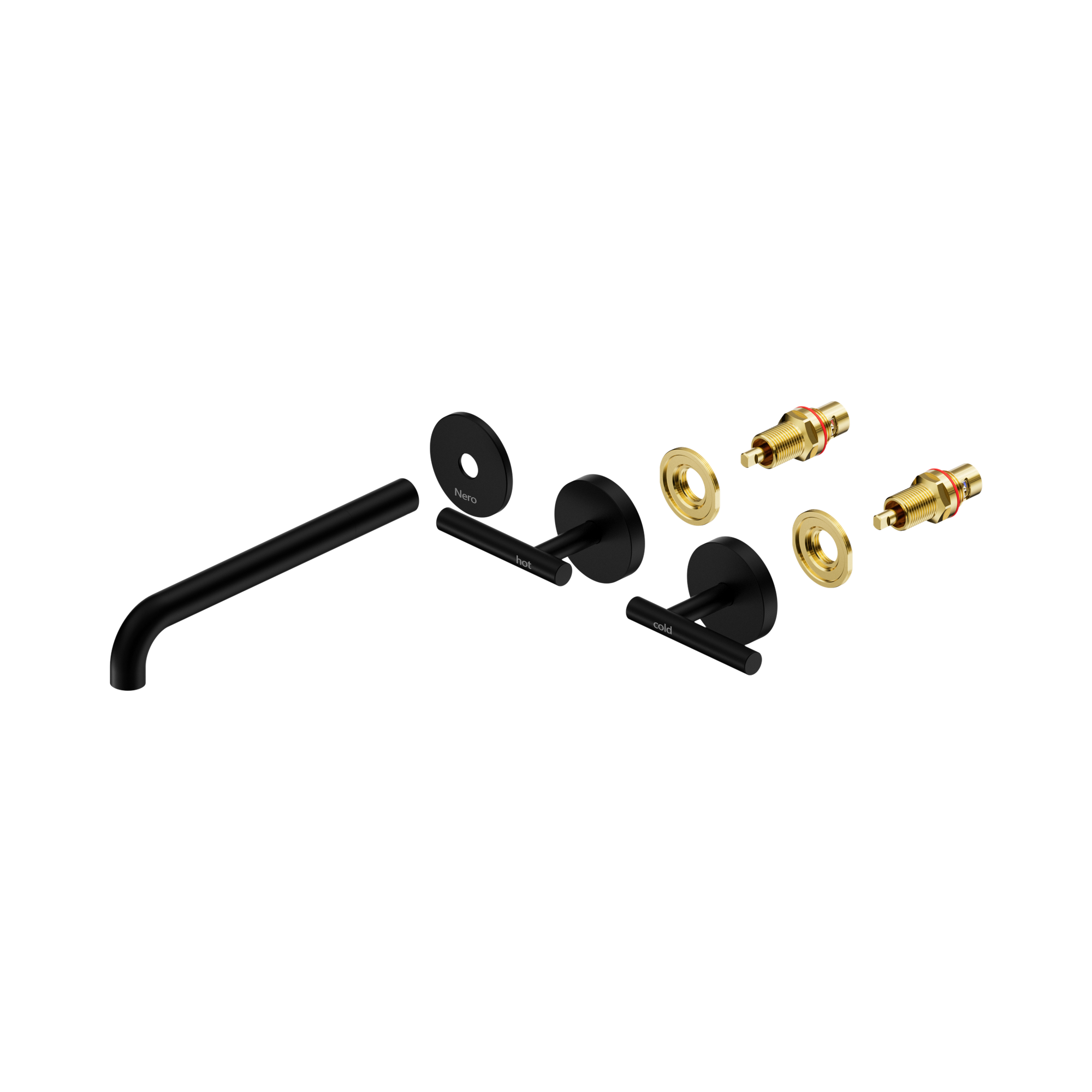 Nero Mecca Lever Wall Basin/Bath Set 220mm Spout Trim kits Only, Matte Black
