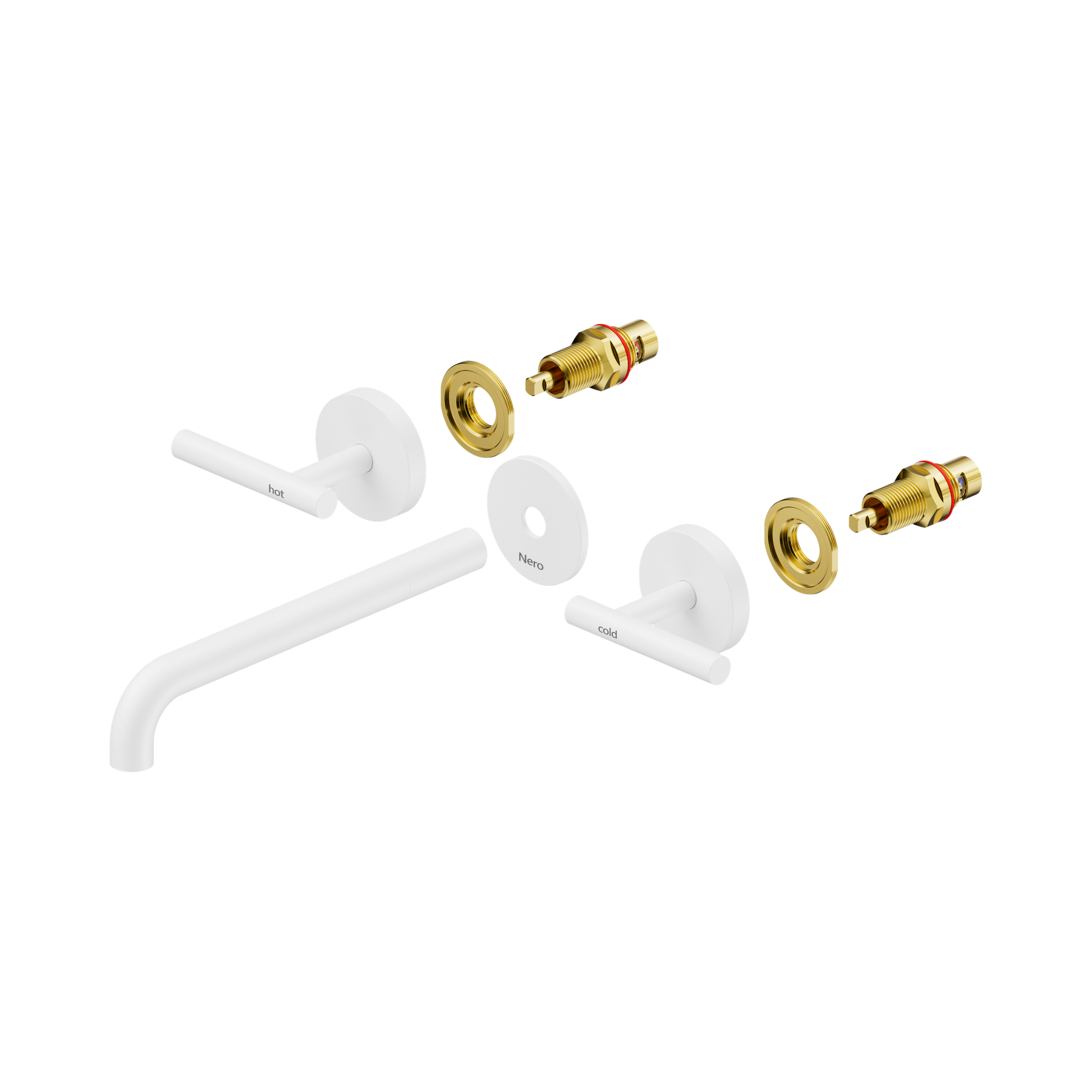 Nero Mecca Lever Wall Basin/Bath Set 220mm Spout Trim kits Only, Matte White
