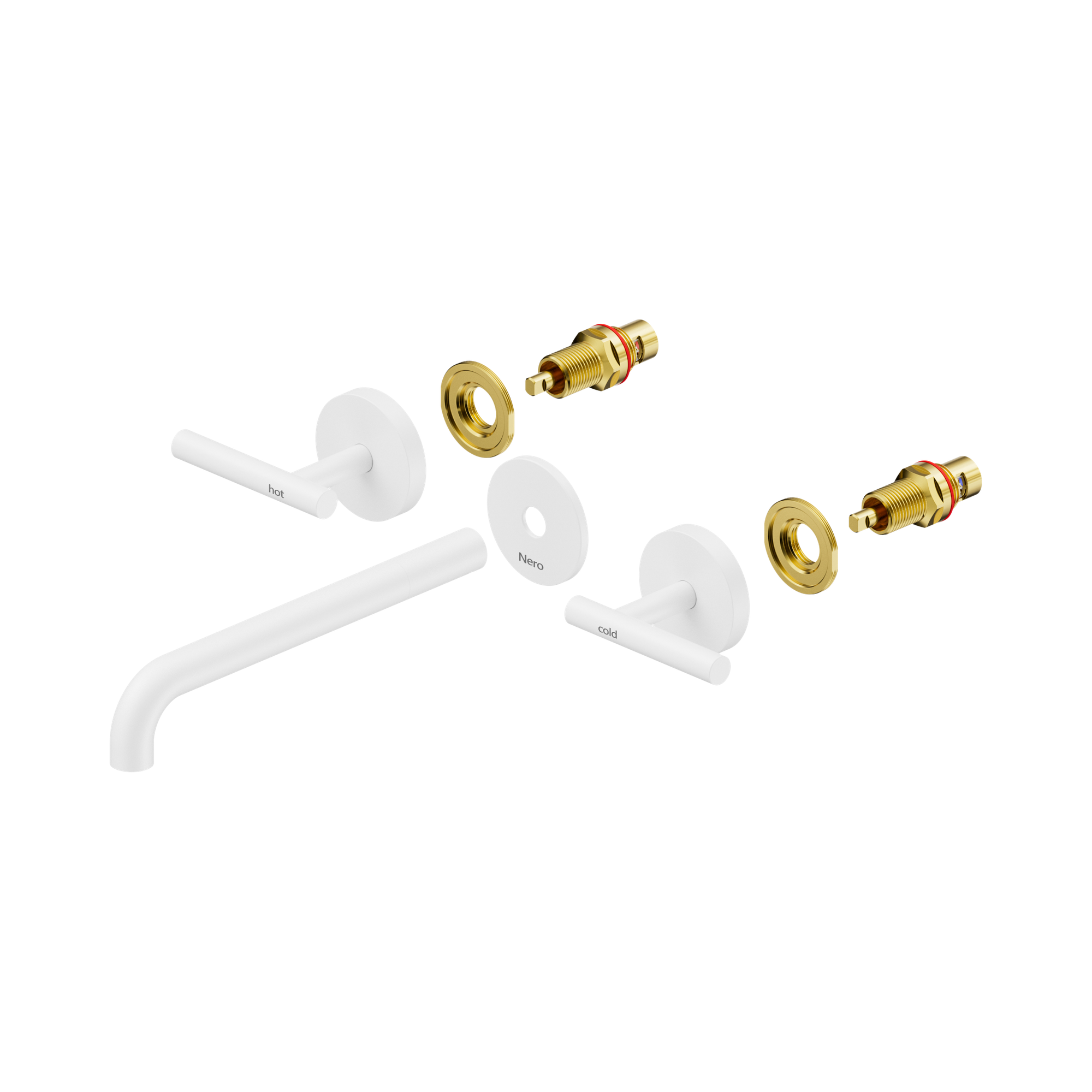 Nero Mecca Lever Wall Basin/Bath Set 220mm Spout Trim kits Only, Matte White
