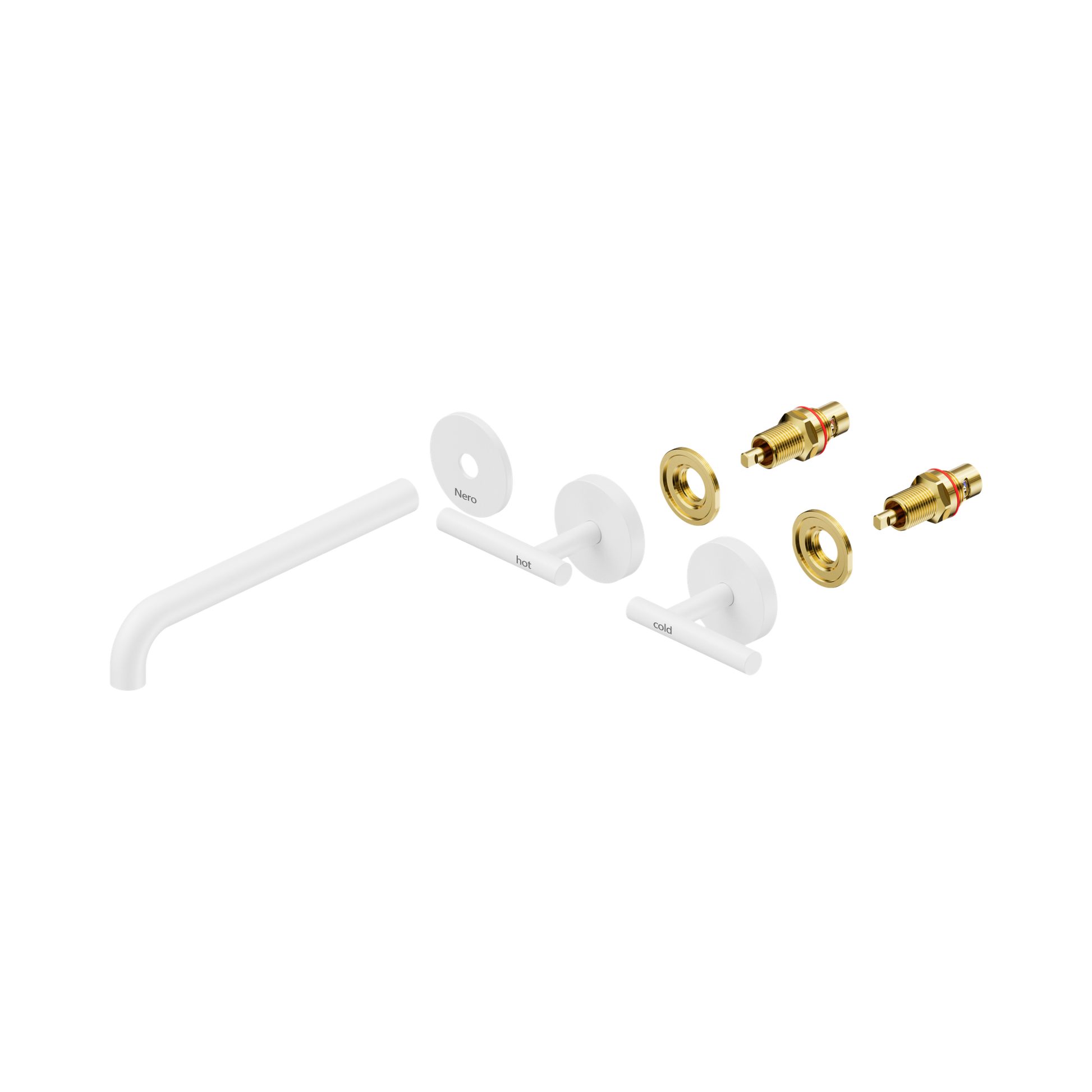 Nero Mecca Lever Wall Basin/Bath Set 220mm Spout Trim kits Only, Matte White