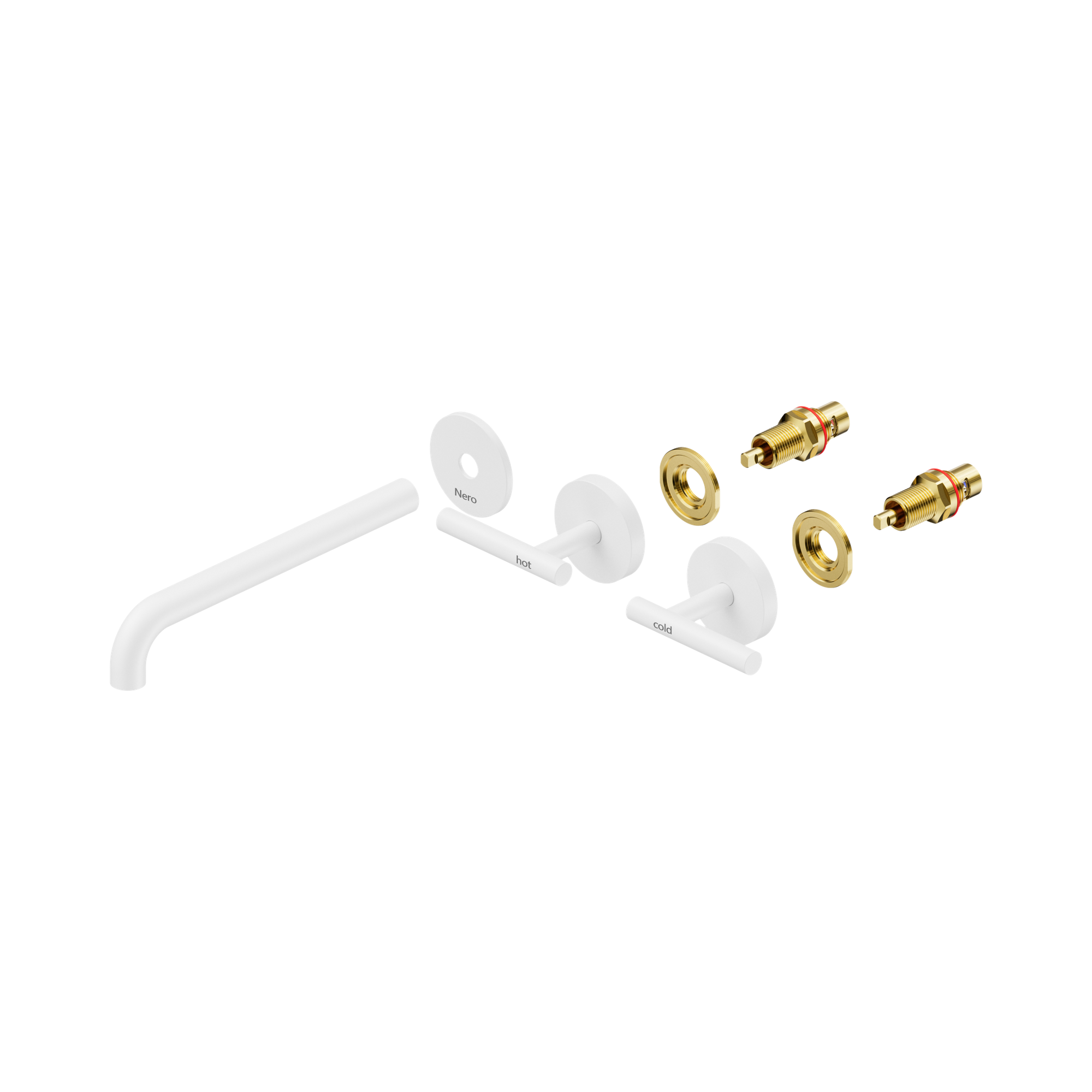 Nero Mecca Lever Wall Basin/Bath Set 220mm Spout Trim kits Only, Matte White