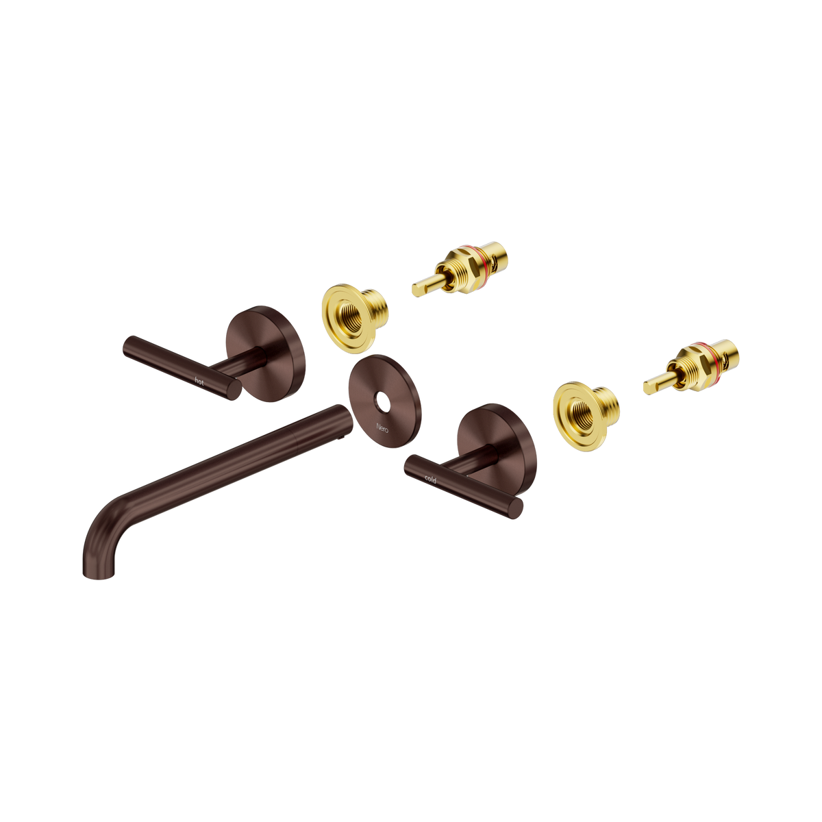 Nero Mecca Lever Wall Basin/Bath Set 220mm Spout Trim kits Only, Rome Bronze