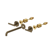 Nero Mecca Lever Wall Basin/Bath Set 220mm Spout Trim kits Only, Tumbled Antique Brass