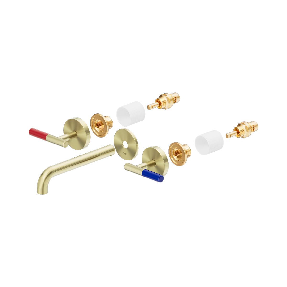 Nero Mecca Care Lever Wall Basin/Bath Set 185mm Spout Trim Kit Only, Brushed Gold