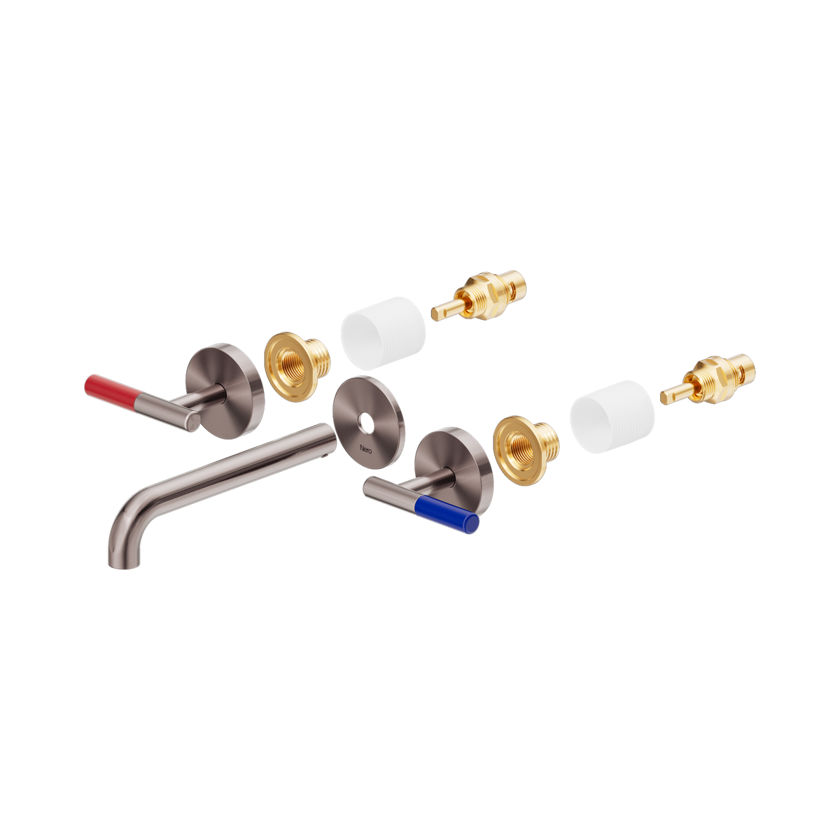 Nero Mecca Care Lever Wall Basin/Bath Set 185mm Spout Trim Kit Only, Brushed Bronze