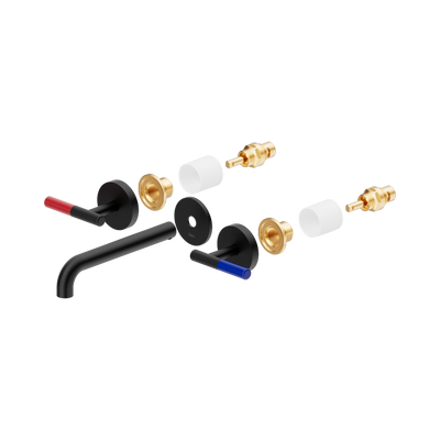 Nero Mecca Care Lever Wall Basin/Bath Set 185mm Spout Trim Kit Only, Matte Black