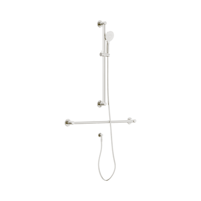 Nero Dolce II Care 32mm Grab Rail T Bar Equivalent 900 + 900mm for Shower with Hand Piece, 1.5m Hose, Outlet, Brushed Nickel