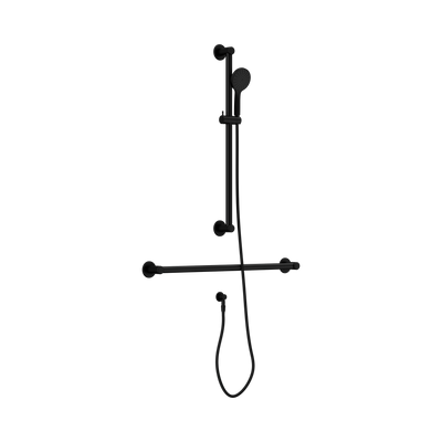 Nero Dolce II Care 32mm Grab Rail T Bar Equivalent 900 + 900mm for Shower with Hand Piece, 1.5m Hose, Outlet, Matte Black